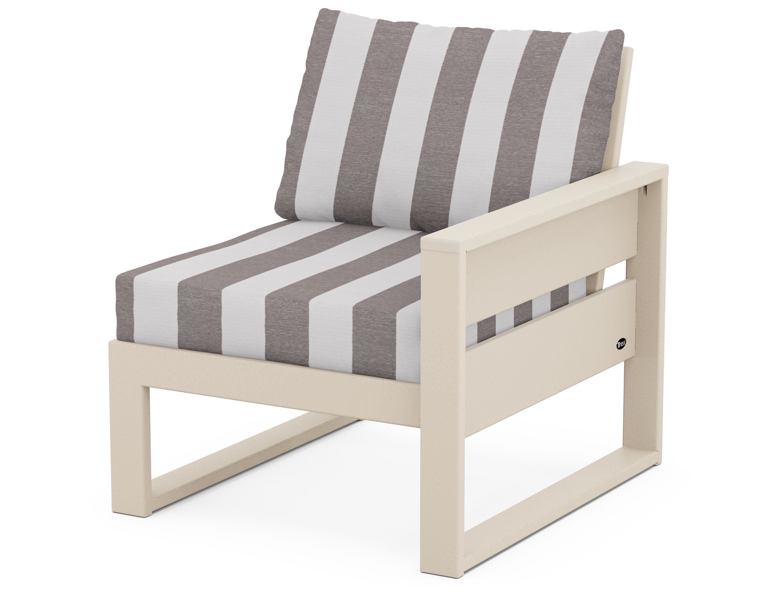 Eastport Modular Right Arm Chair in Sand Castle / Cabana Stripe Grey Mist