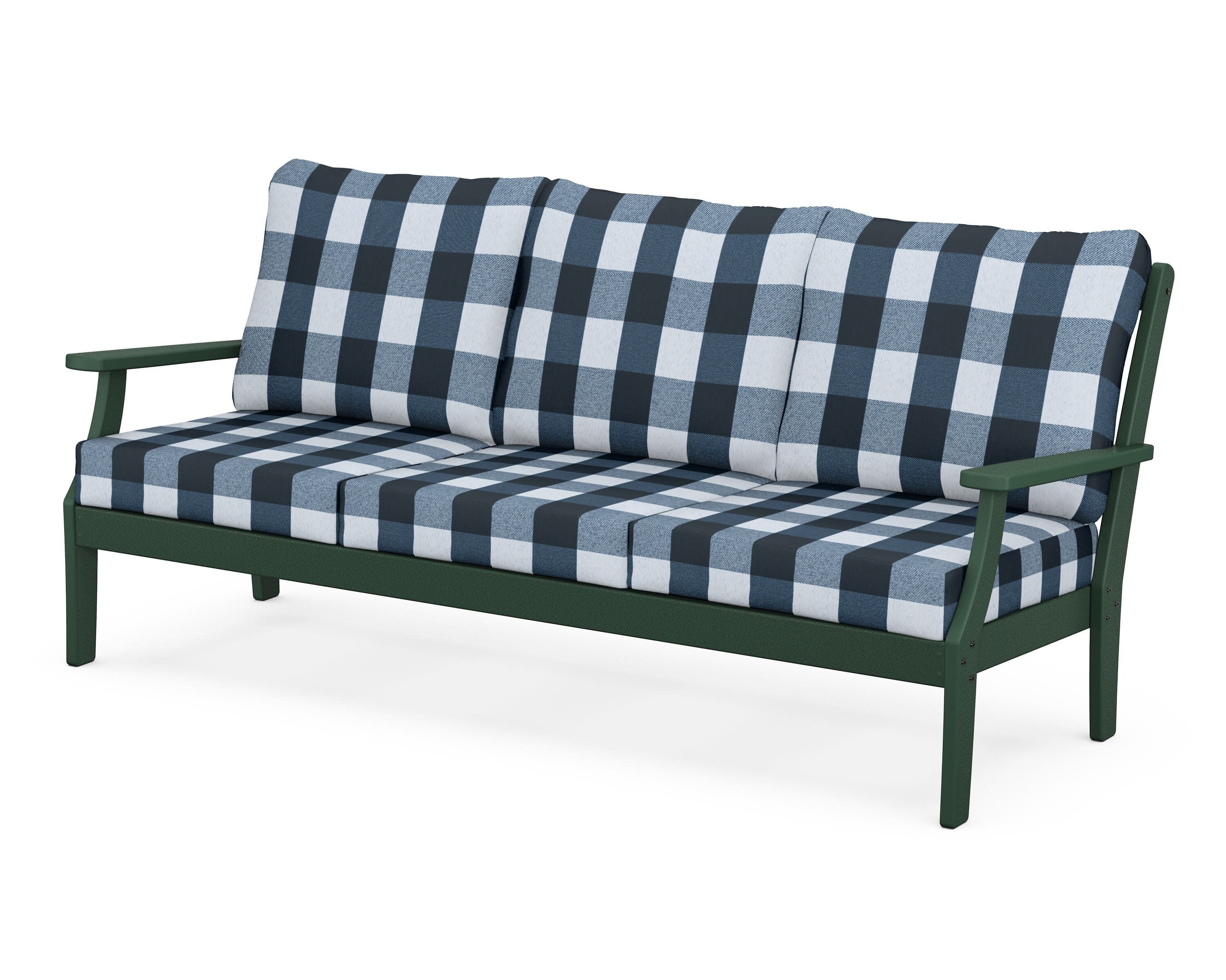 Yacht Club Deep Seating Sofa in Rainforest Canopy / Buffalo Plaid Marine Indigo