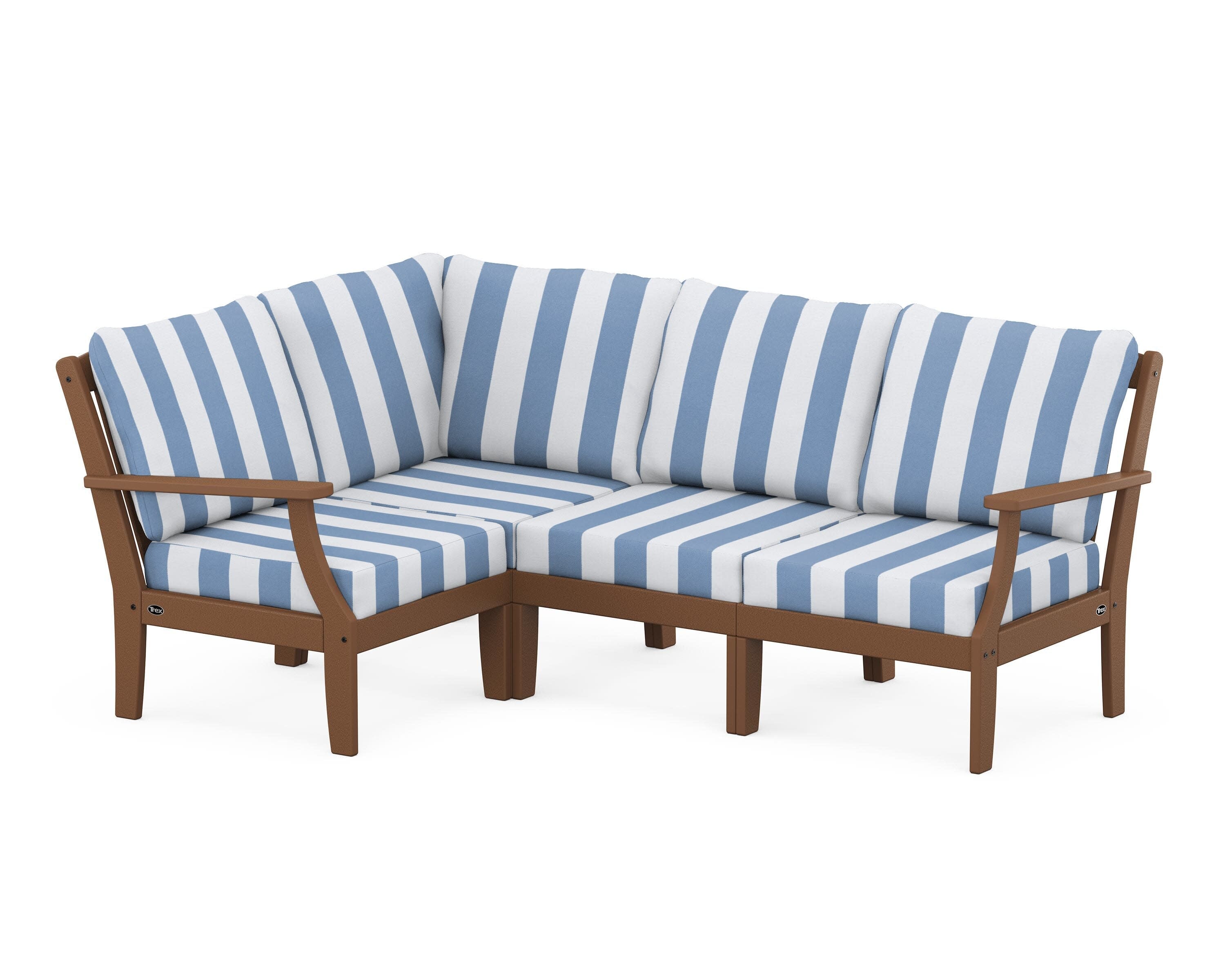 Yacht Club Modular 4-Piece Deep Seating Set in Tree House / Cabana Stripe Sky Blue