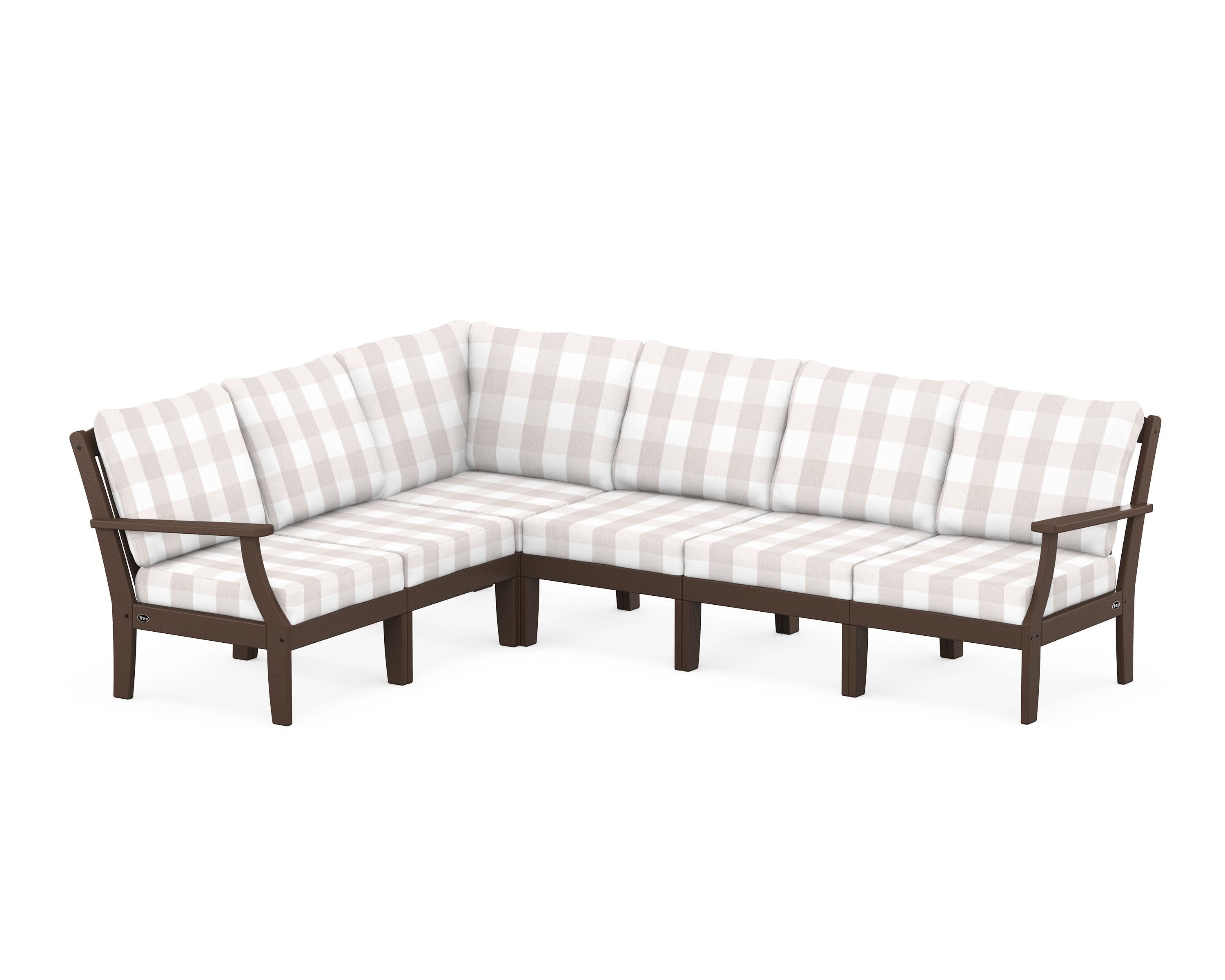 Yacht Club Modular 6-Piece Deep Seating Set in Vintage Lantern / Buffalo Plaid Dune Burlap