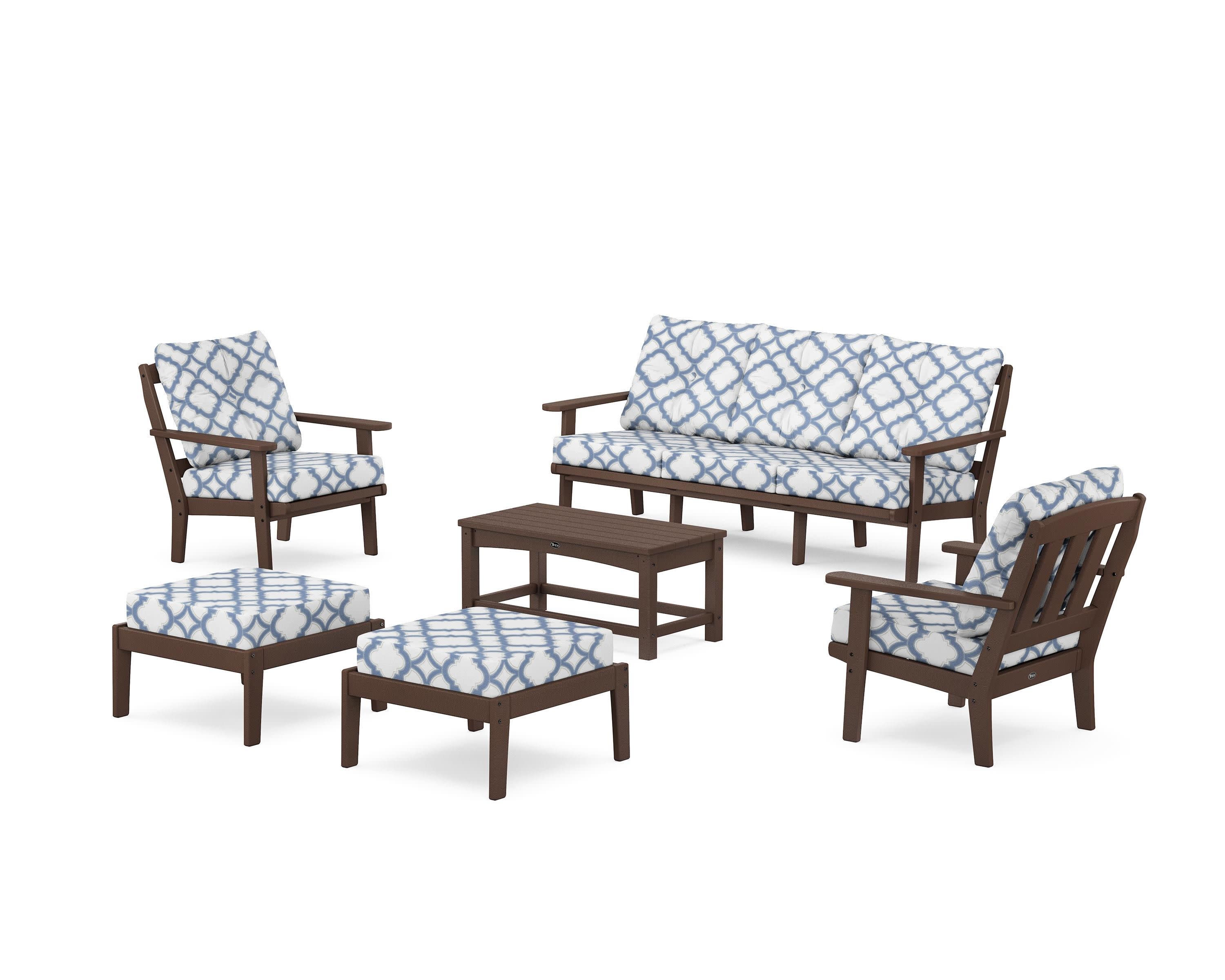 Cape Cod 6-Piece Lounge Sofa Set in Vintage Lantern / Trellis Sky Blue