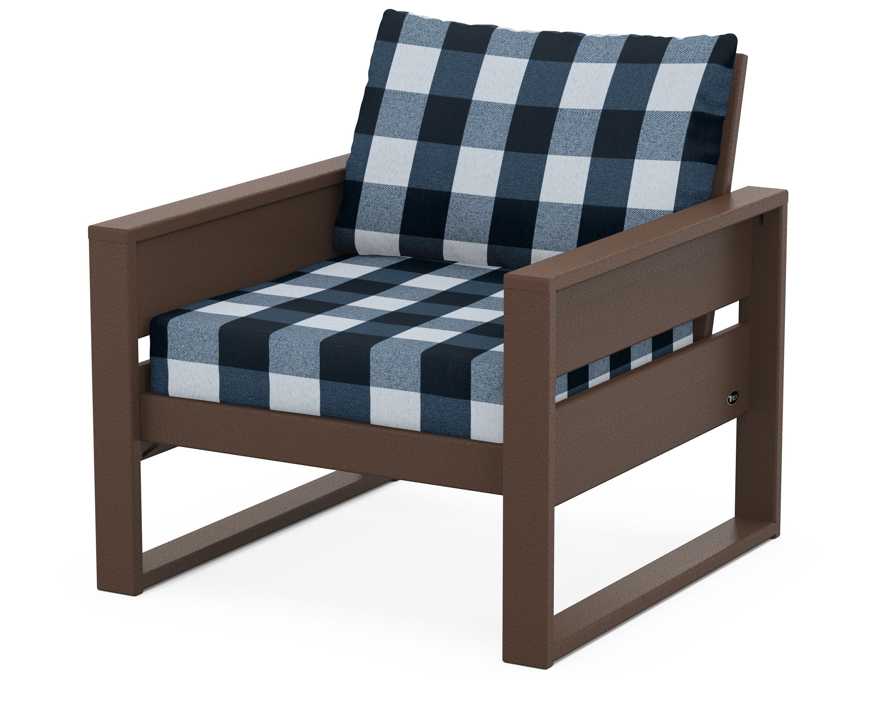 Eastport Club Chair in Vintage Lantern / Buffalo Plaid Marine Indigo