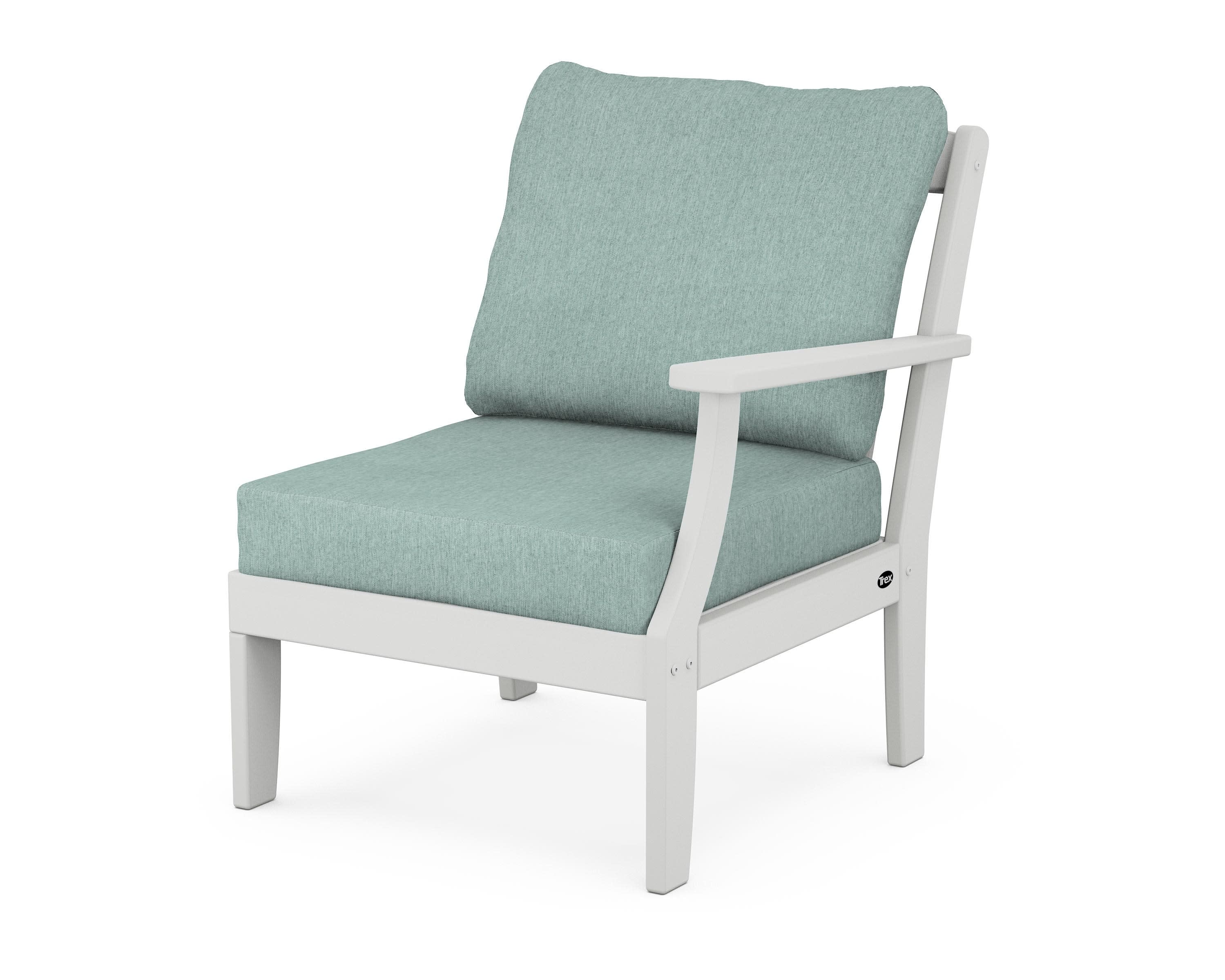 Yacht Club Modular Right Arm Chair in Classic White / Glacier Spa