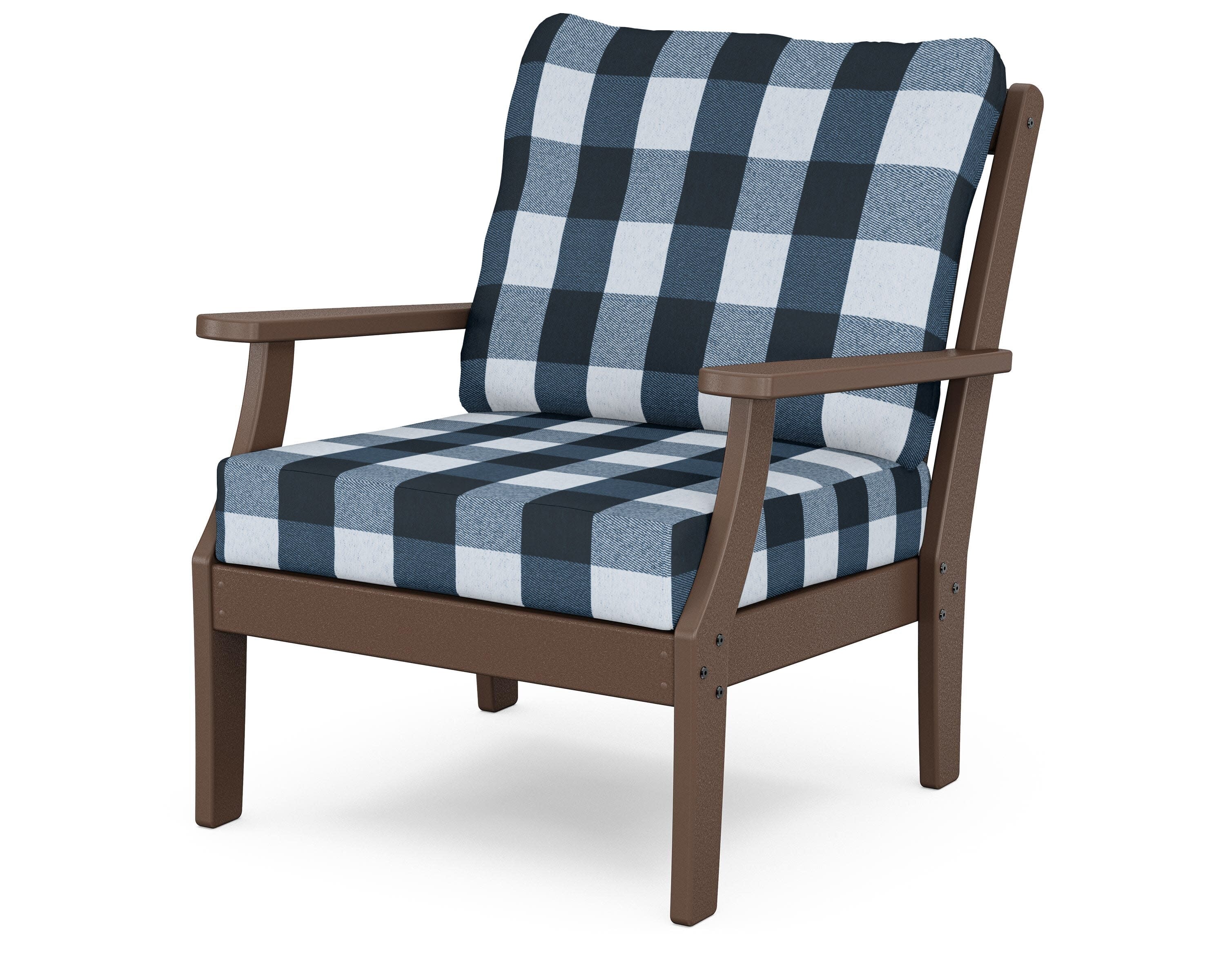 Yacht Club Deep Seating Chair in Vintage Lantern / Buffalo Plaid Marine Indigo