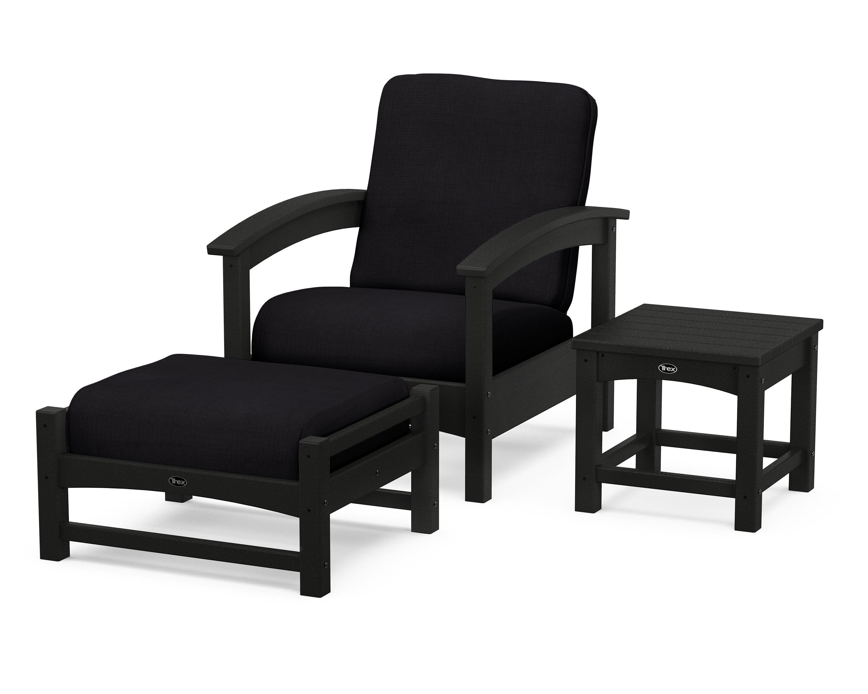 Rockport 3-Piece Deep Seating Set in Charcoal Black / Midnight Linen