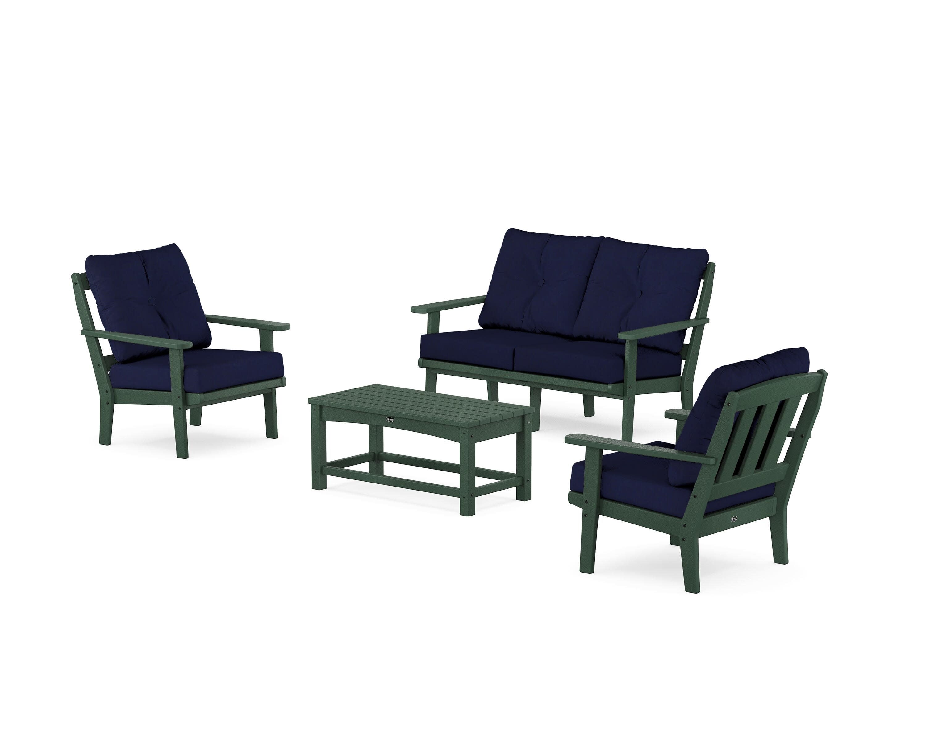 Cape Cod 4-Piece Deep Seating Set with Loveseat in Rainforest Canopy / Navy