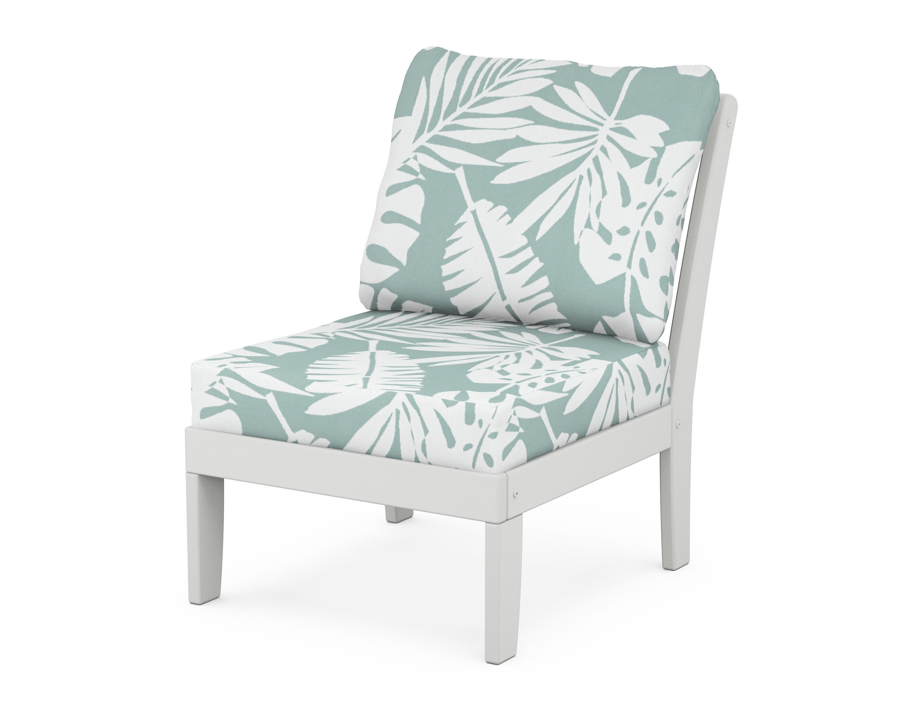 Yacht Club Modular Armless Chair in Classic White / Leaf Glacier Spa