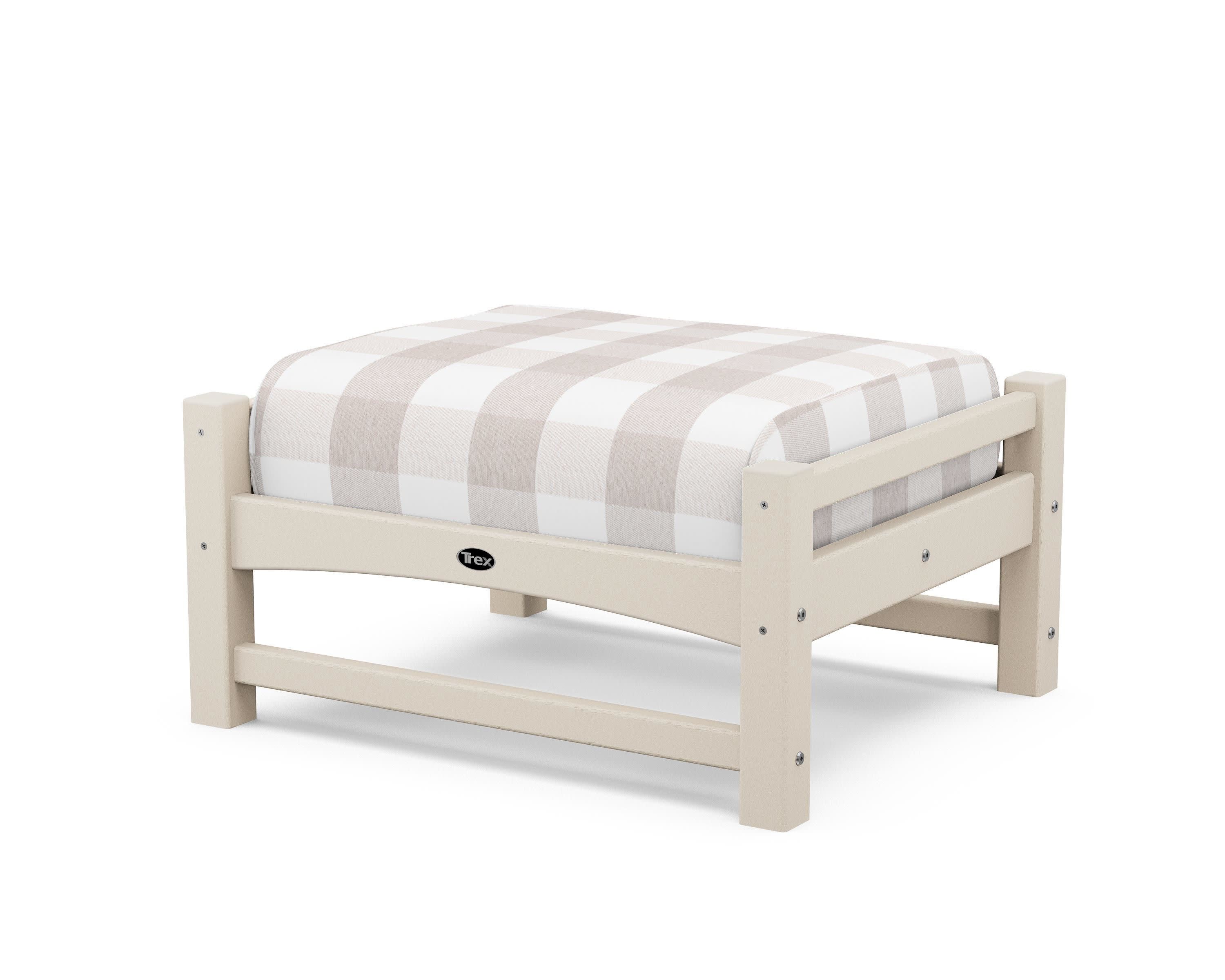 Rockport Club Ottoman in Sand Castle / Buffalo Plaid Dune Burlap