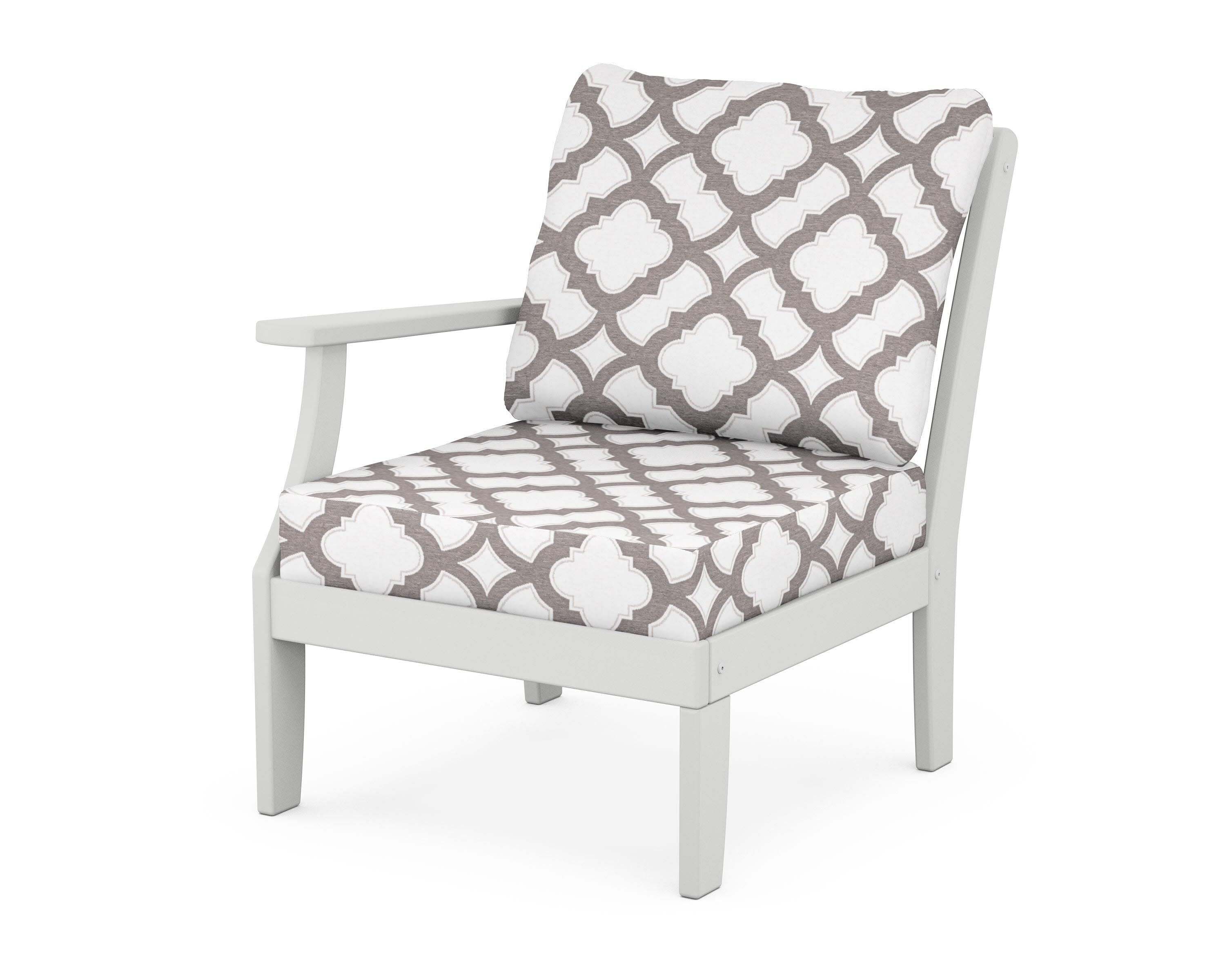 Yacht Club Modular Left Arm Chair in Classic White / Trellis Grey Mist