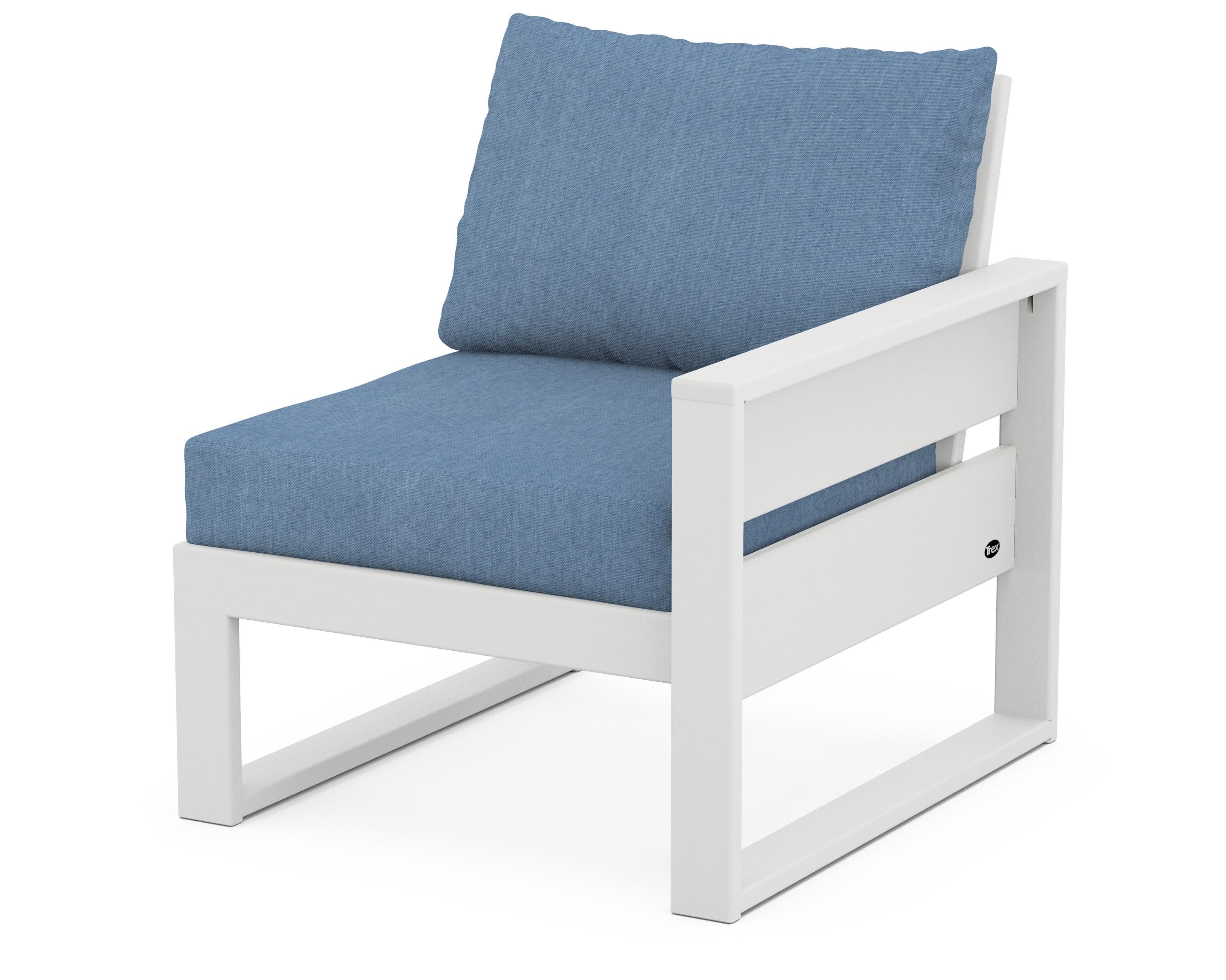 Eastport Modular Right Arm Chair in Classic White / Sky Blue