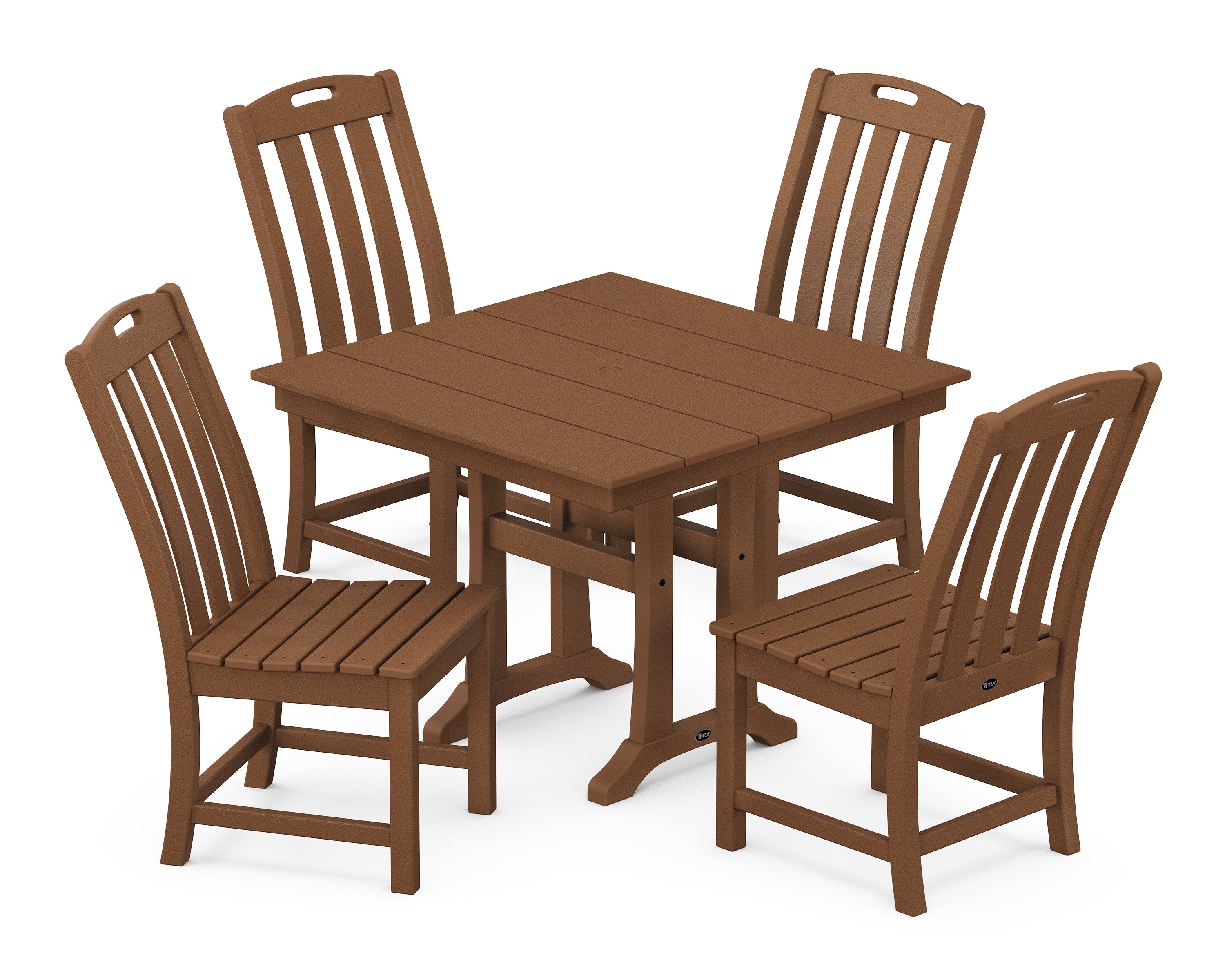 Yacht Club 5-Piece Farmhouse Trestle Side Chair Dining Set in Tree House