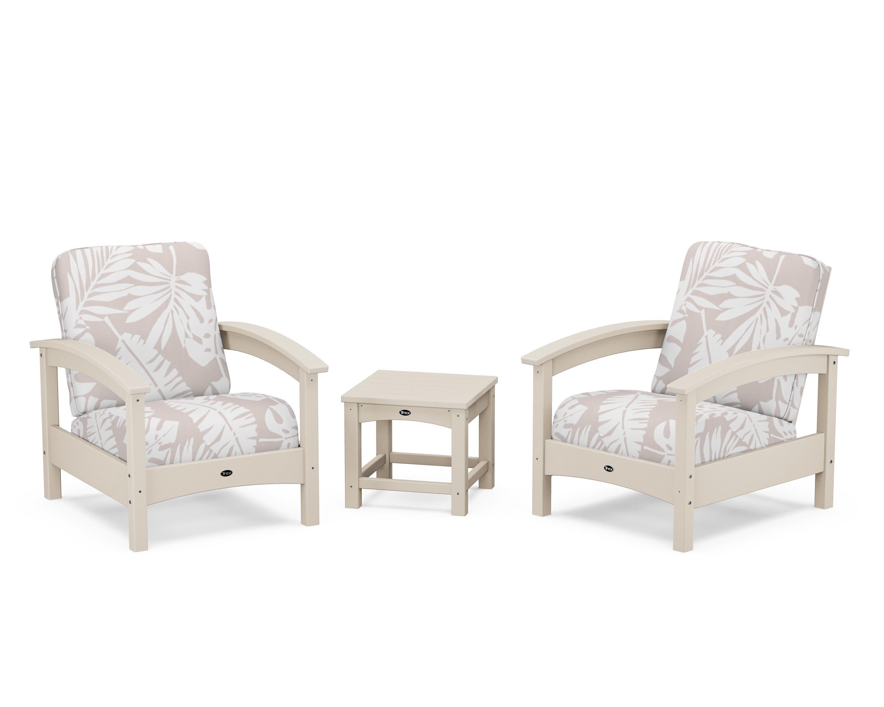 Rockport Club 3-Piece Deep Seating Conversation Set in Sand Castle / Leaf Dune Burlap