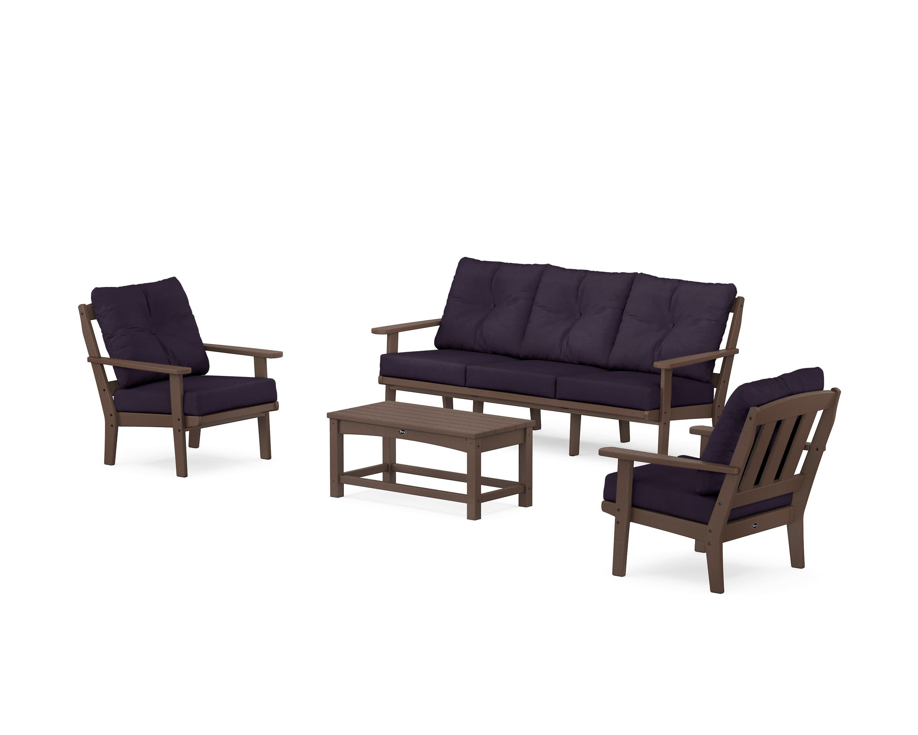 Cape Cod 4-Piece Deep Seating Set with Sofa in Vintage Lantern / Navy Linen