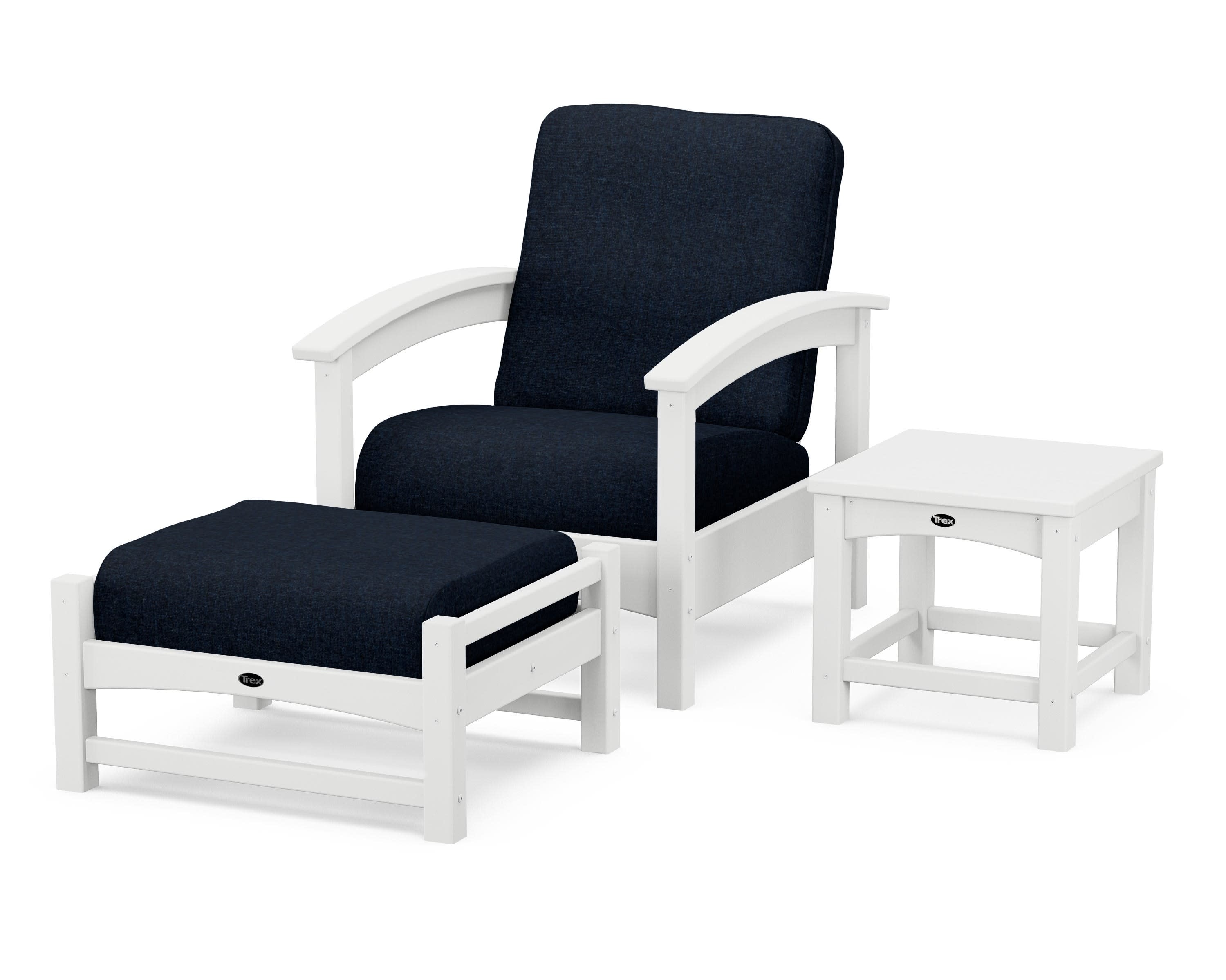 Rockport 3-Piece Deep Seating Set in Classic White / Marine Indigo