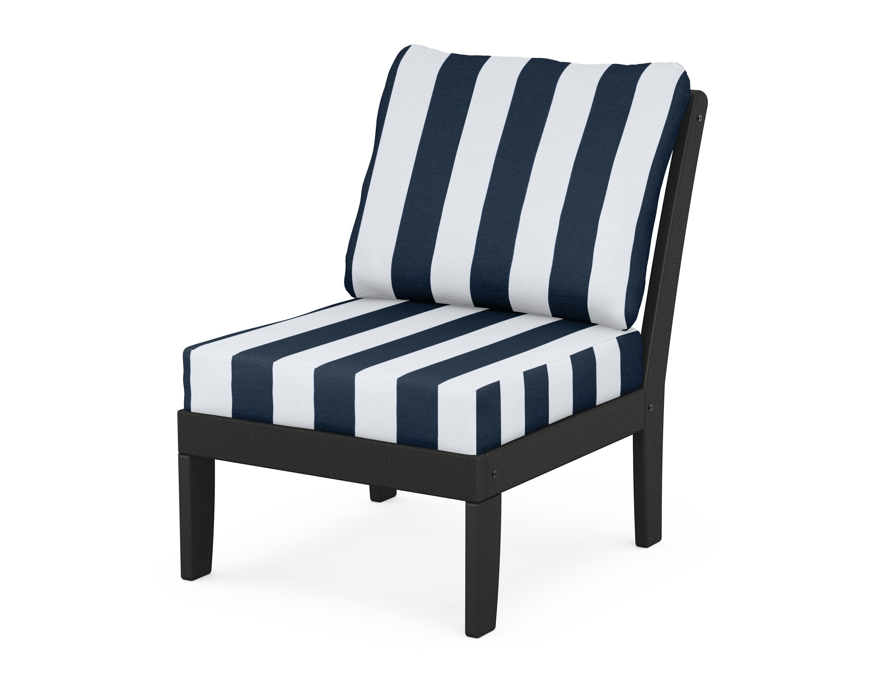 Yacht Club Modular Armless Chair in Charcoal Black / Cabana Stripe Marine Indigo