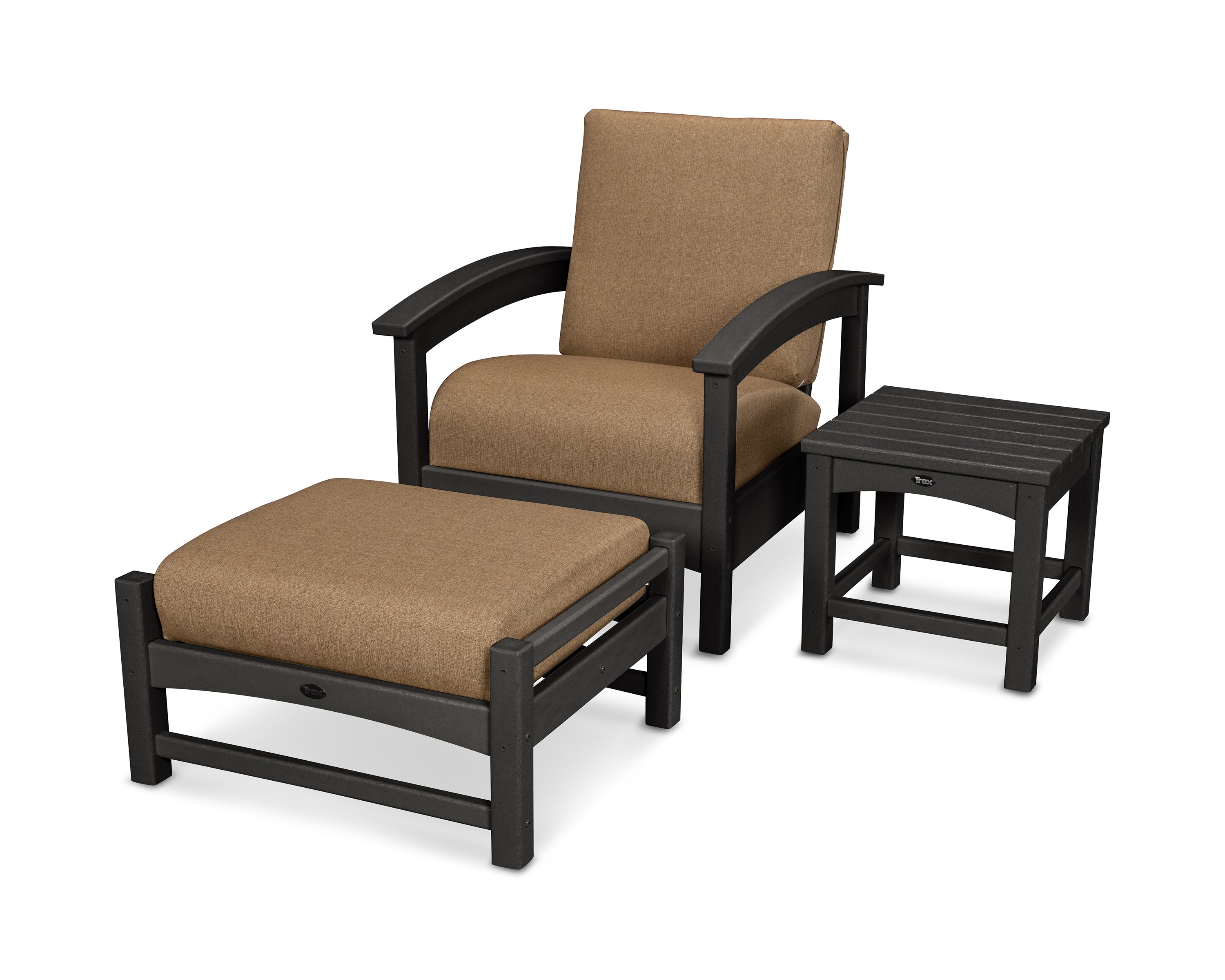 Rockport 3-Piece Deep Seating Set in Charcoal Black / Sesame