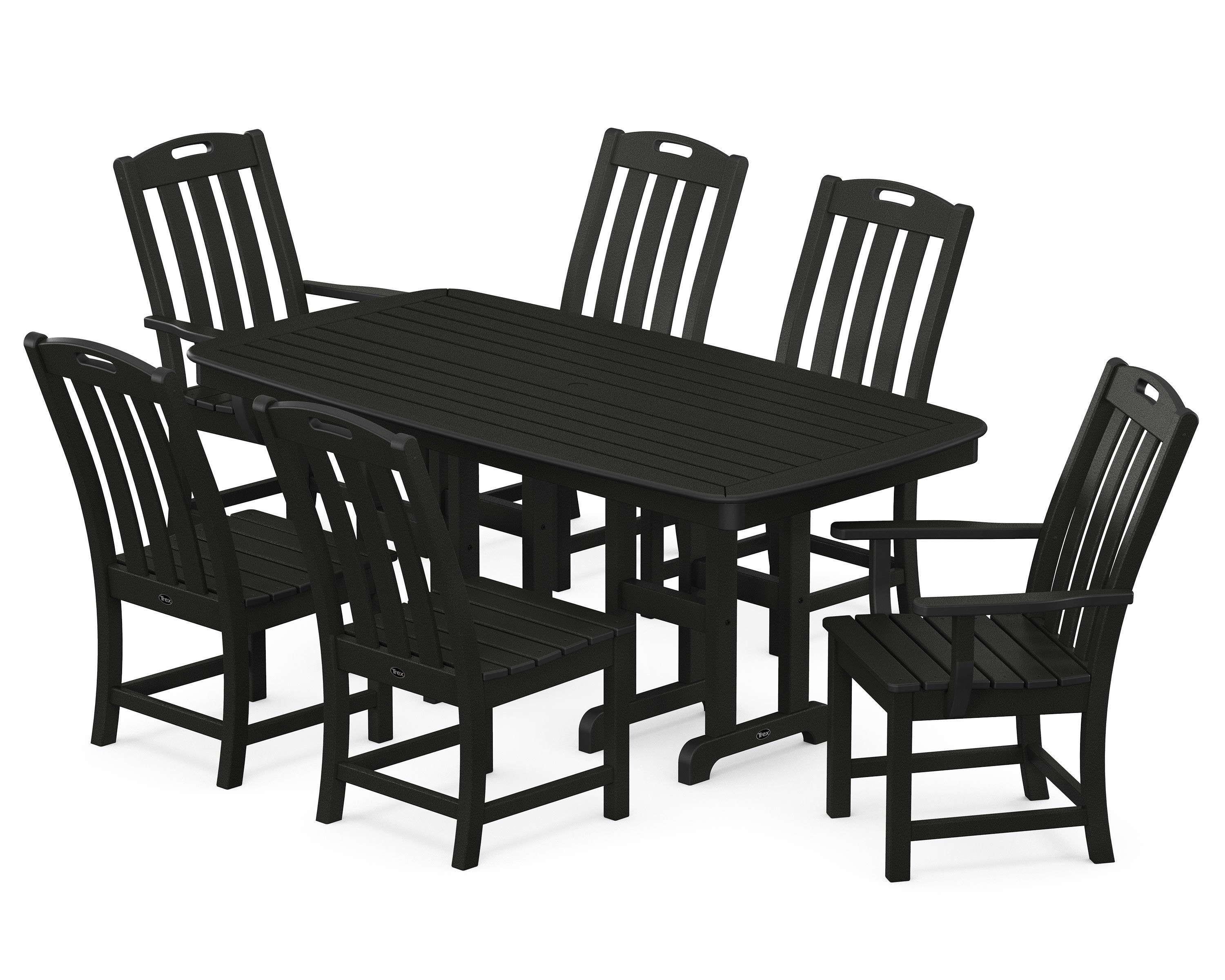 Yacht Club 7-Piece Dining Set in Charcoal Black