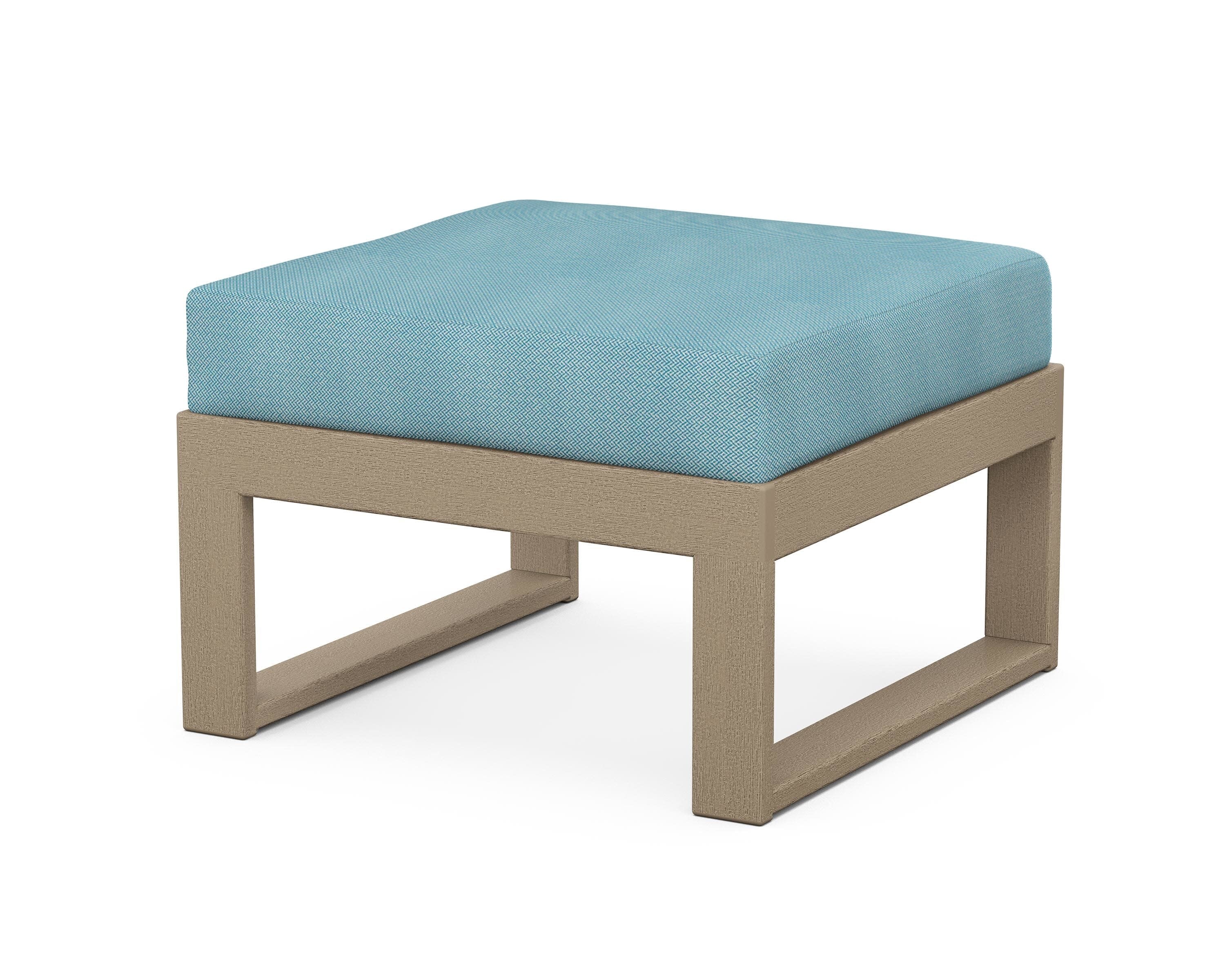 Modular Ottoman - Modern in Vintage Sahara / Lattice Sky Blue