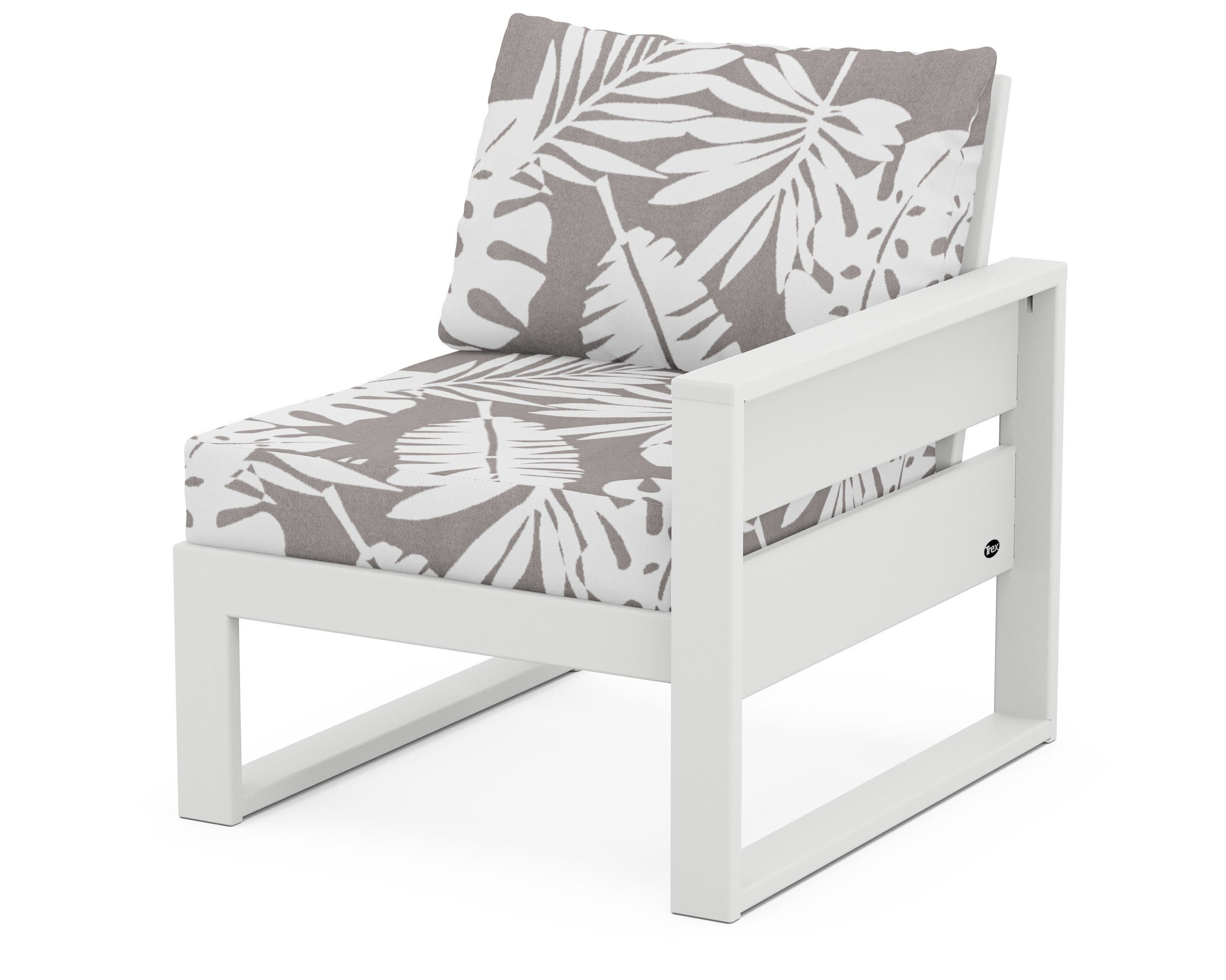 Eastport Modular Right Arm Chair in Classic White / Leaf Grey Mist