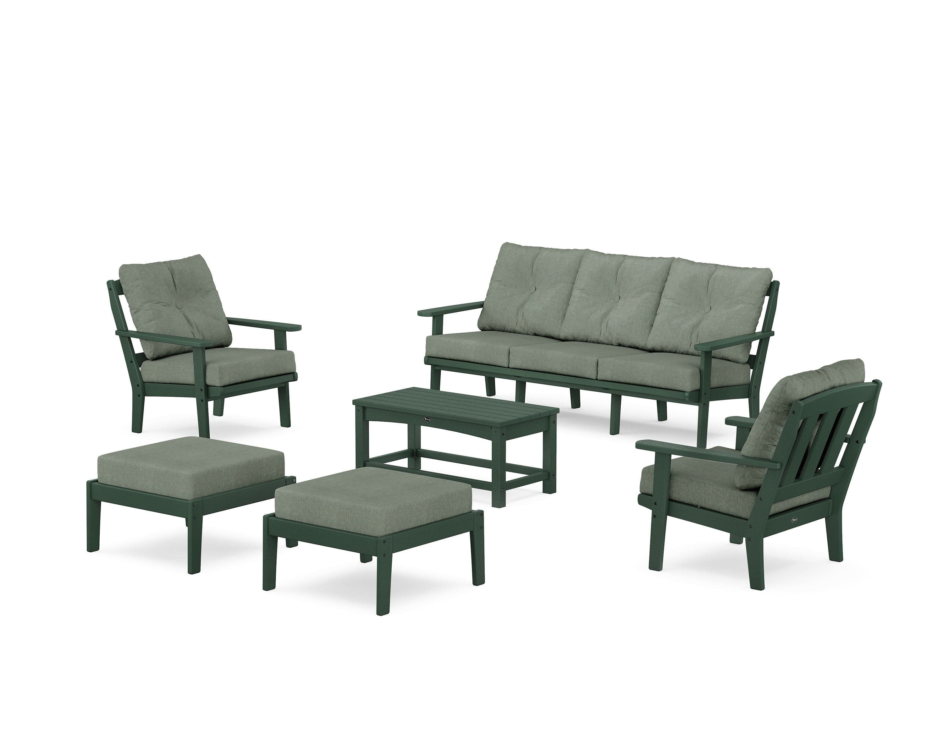 Cape Cod 6-Piece Lounge Sofa Set in Rainforest Canopy / Cast Sage