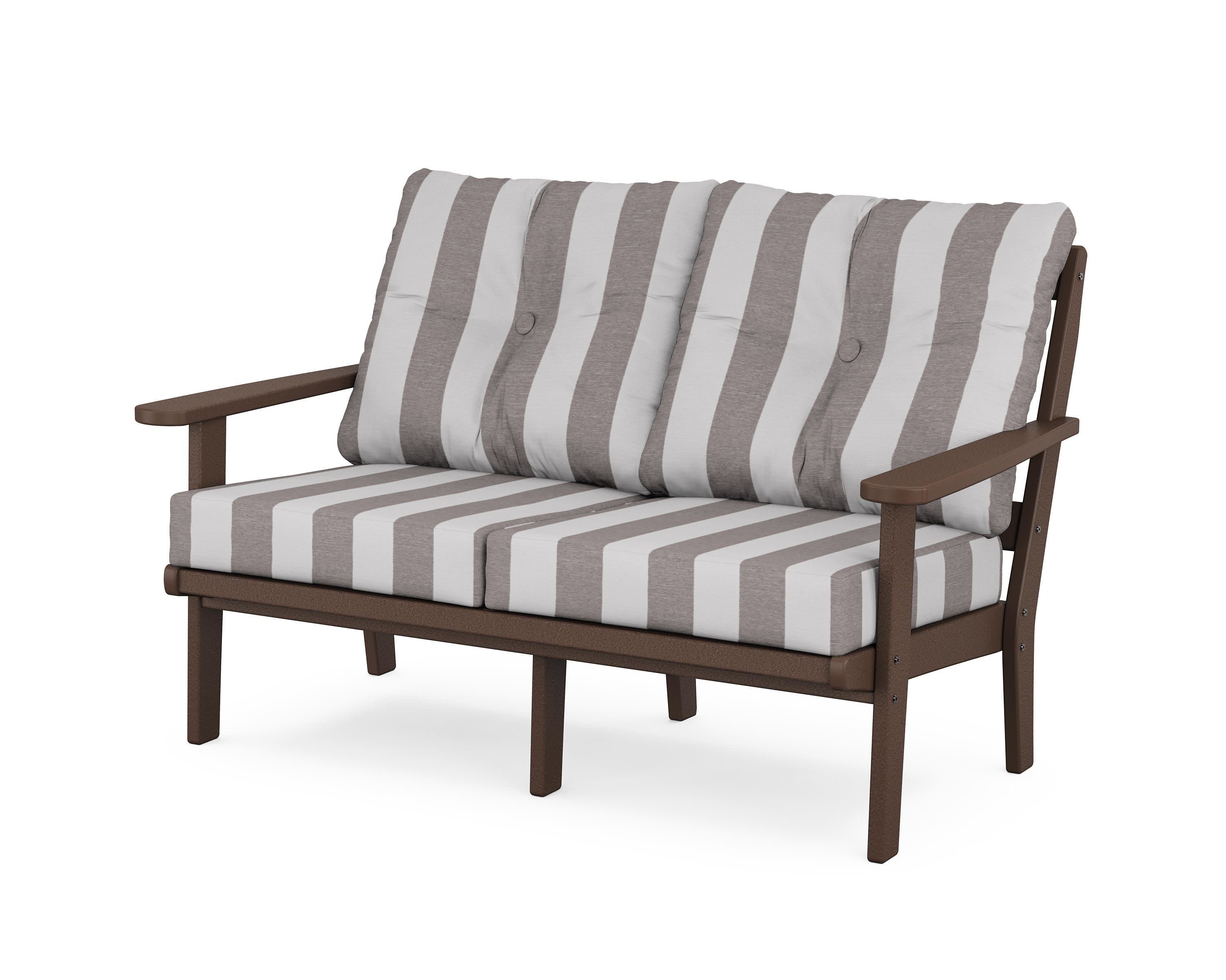 Cape Cod Deep Seating Loveseat in Vintage Lantern / Cabana Stripe Grey Mist