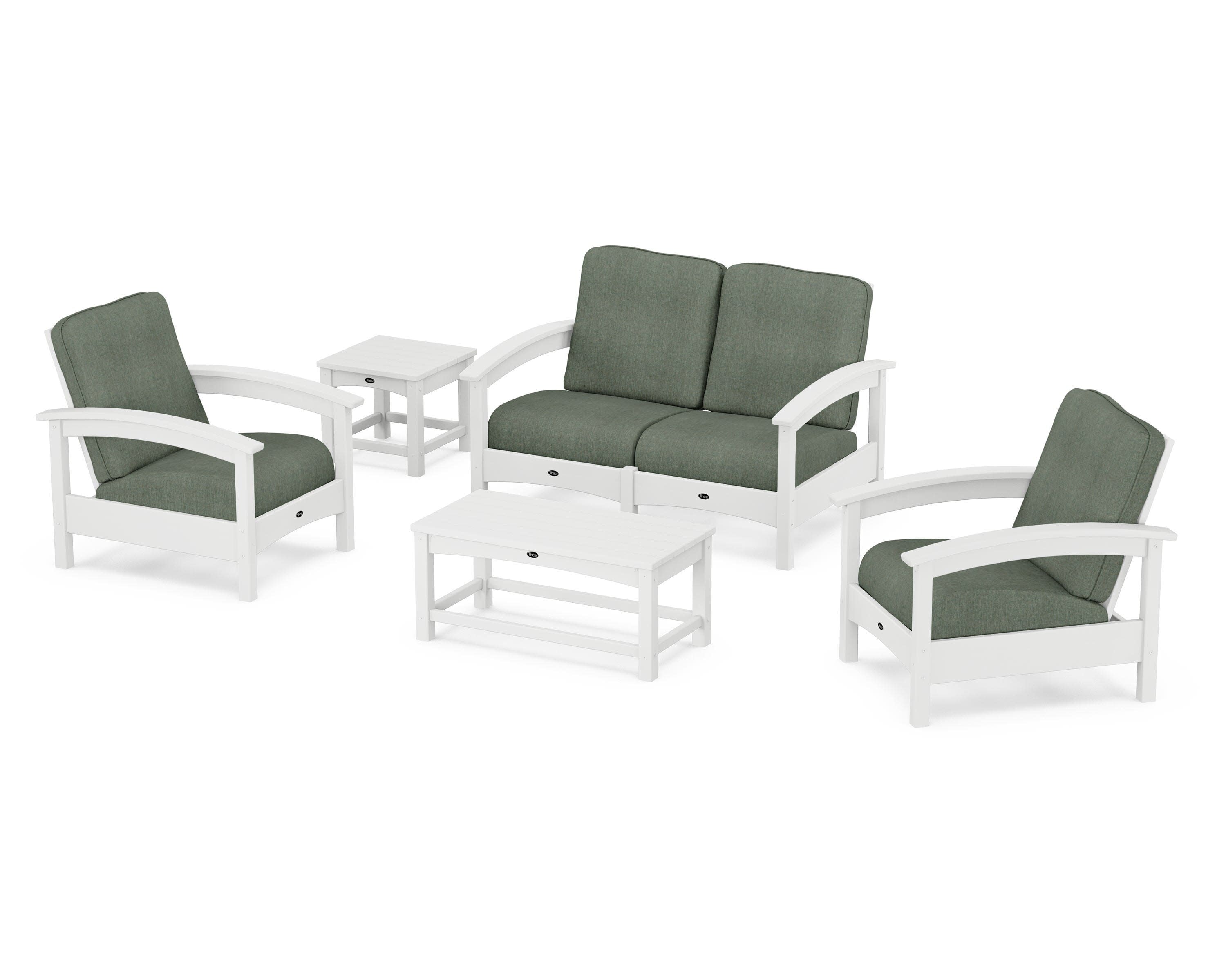 Rockport Club 6-Piece Deep Seating Conversation Set in Classic White / Cast Sage