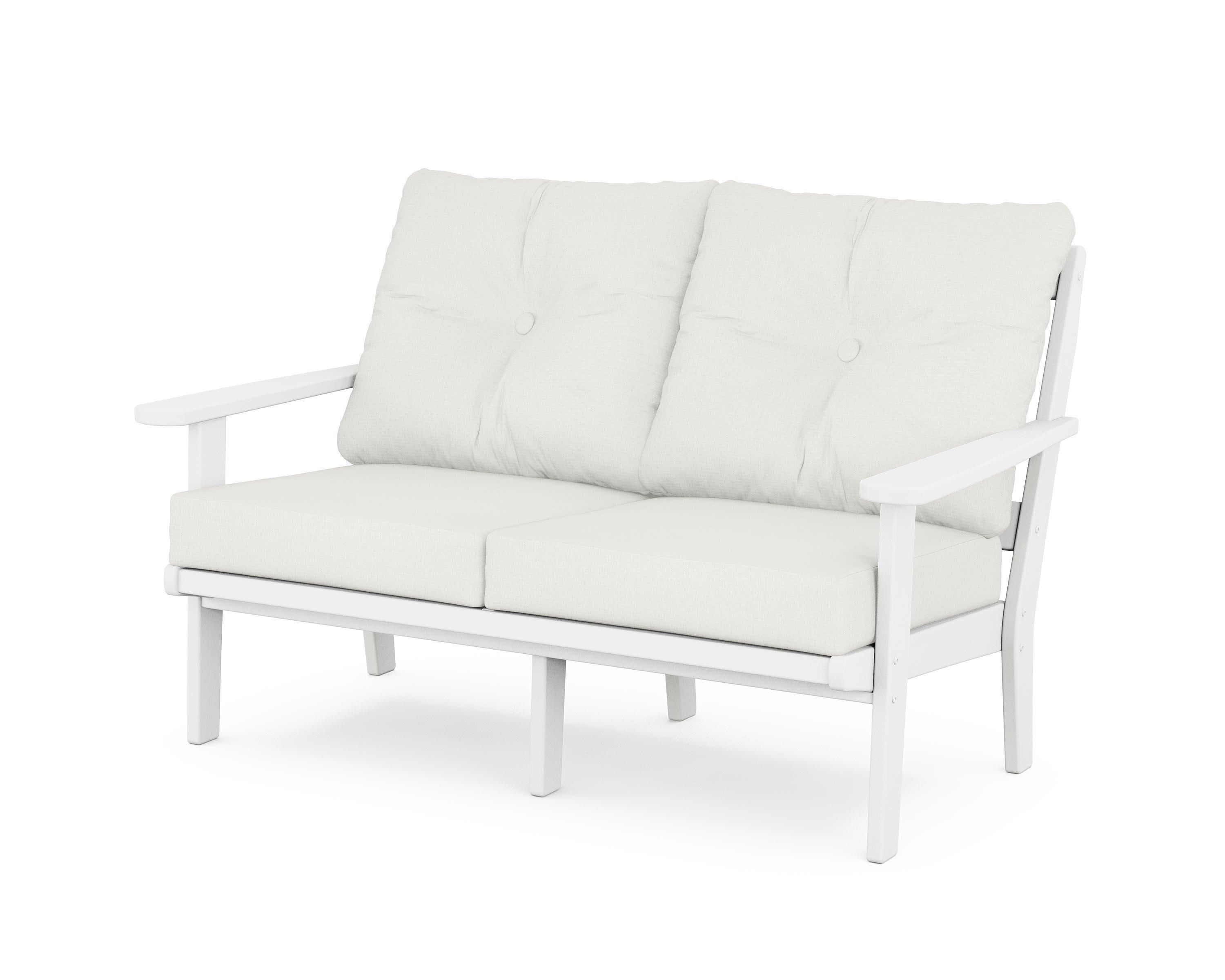 Cape Cod Deep Seating Loveseat in Classic White / Natural Linen