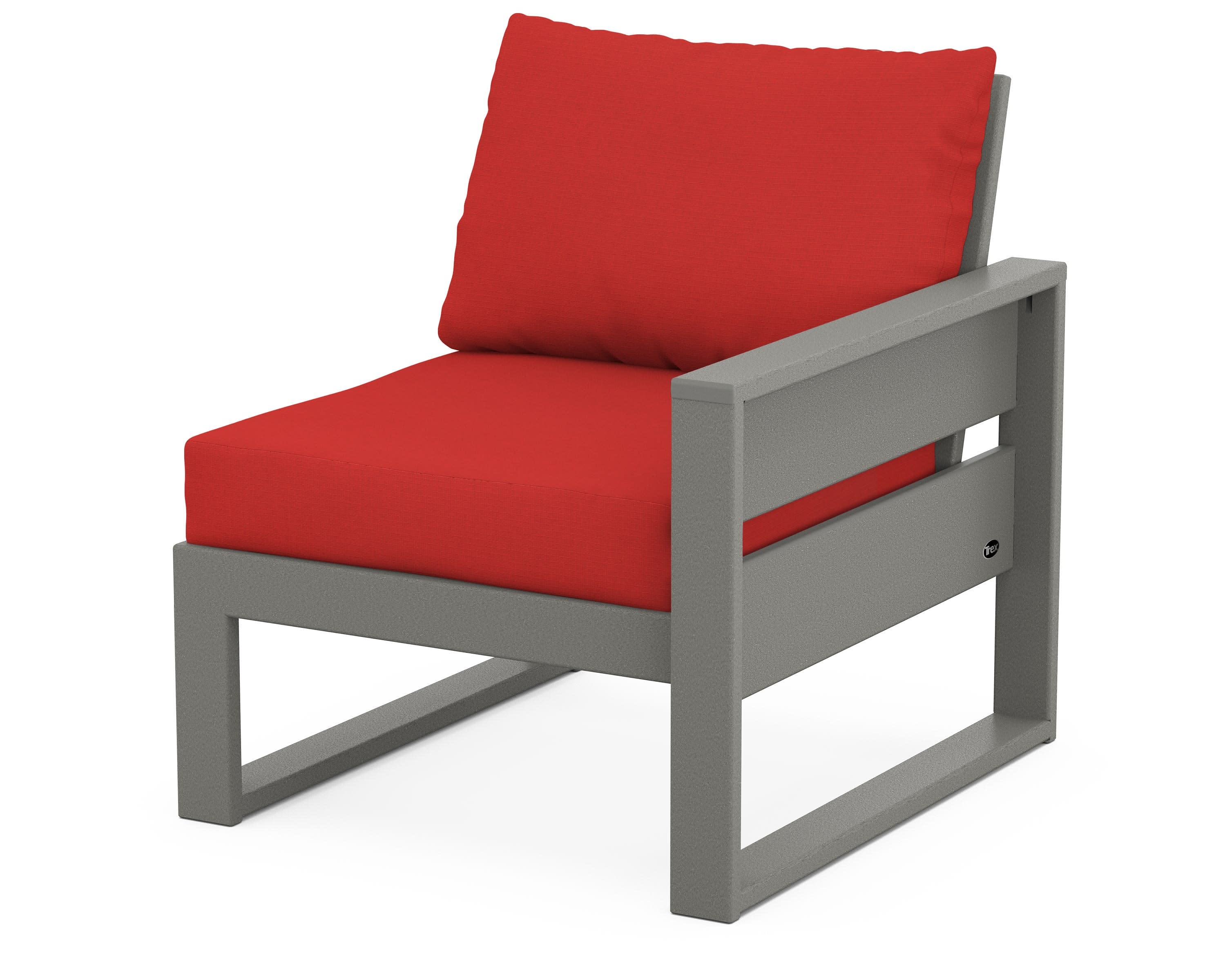 Eastport Modular Right Arm Chair in Stepping Stone / Crimson Linen