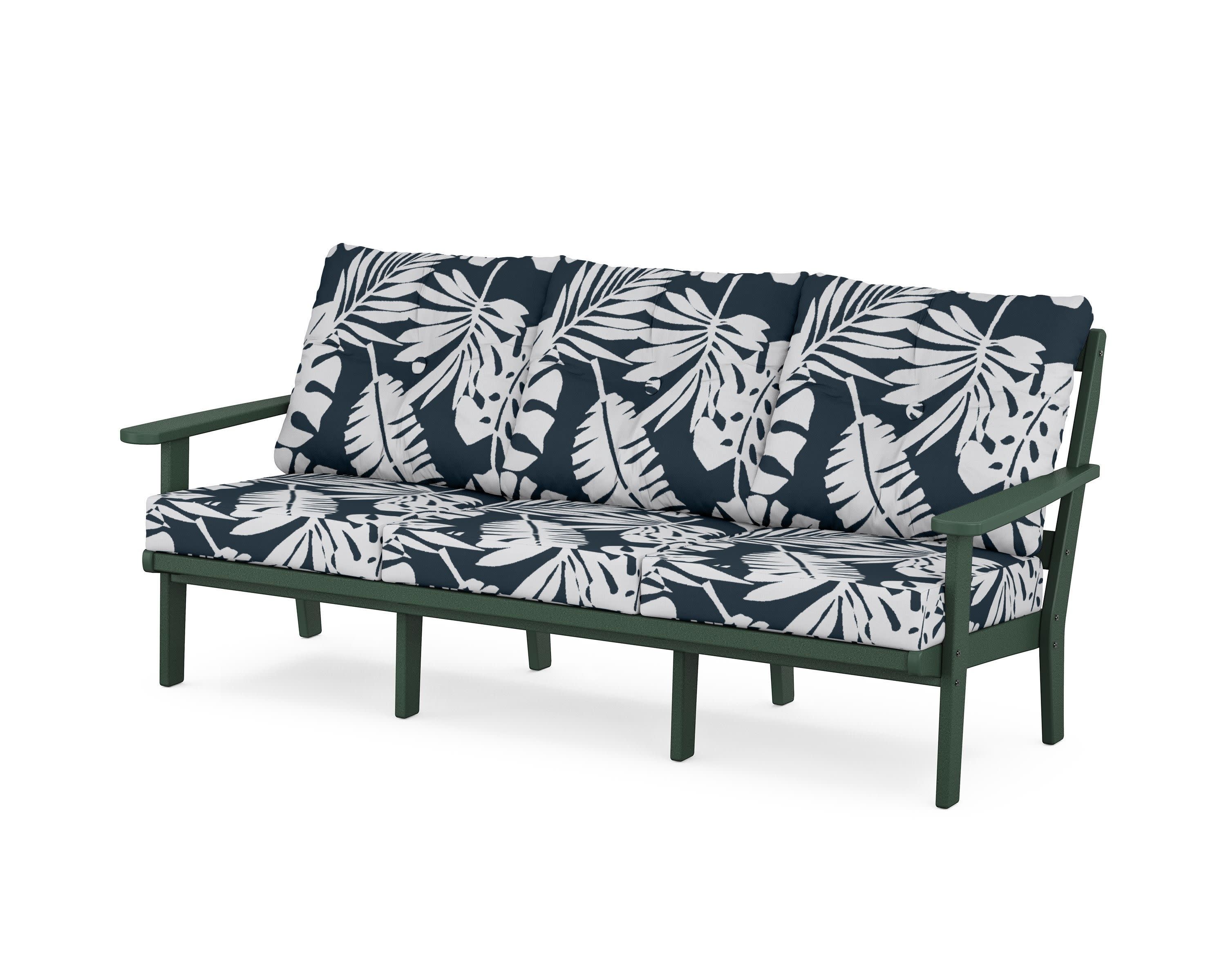 Cape Cod Deep Seating Sofa in Rainforest Canopy / Leaf Marine Indigo