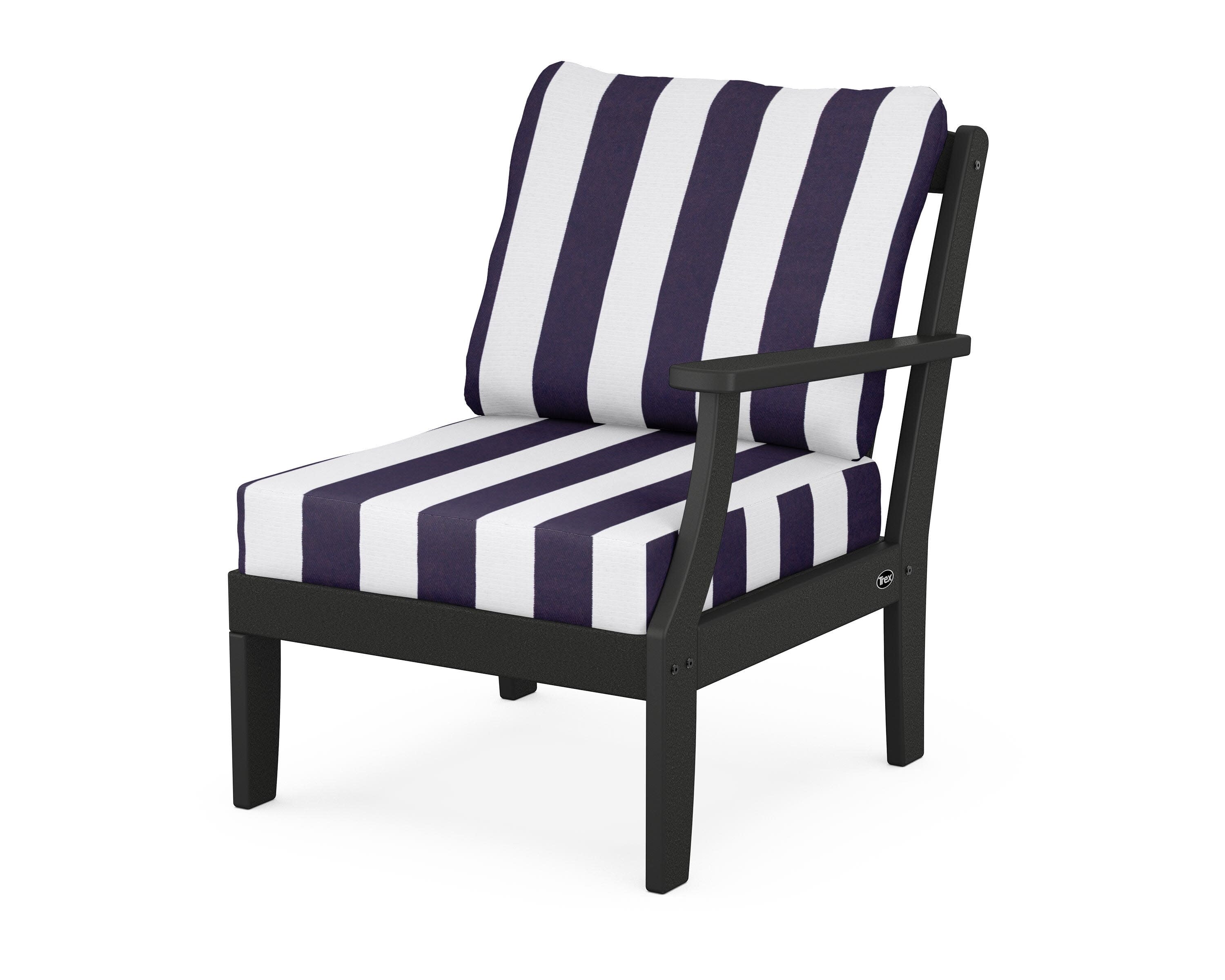 Yacht Club Modular Right Arm Chair in Charcoal Black / Cabana Stripe Navy