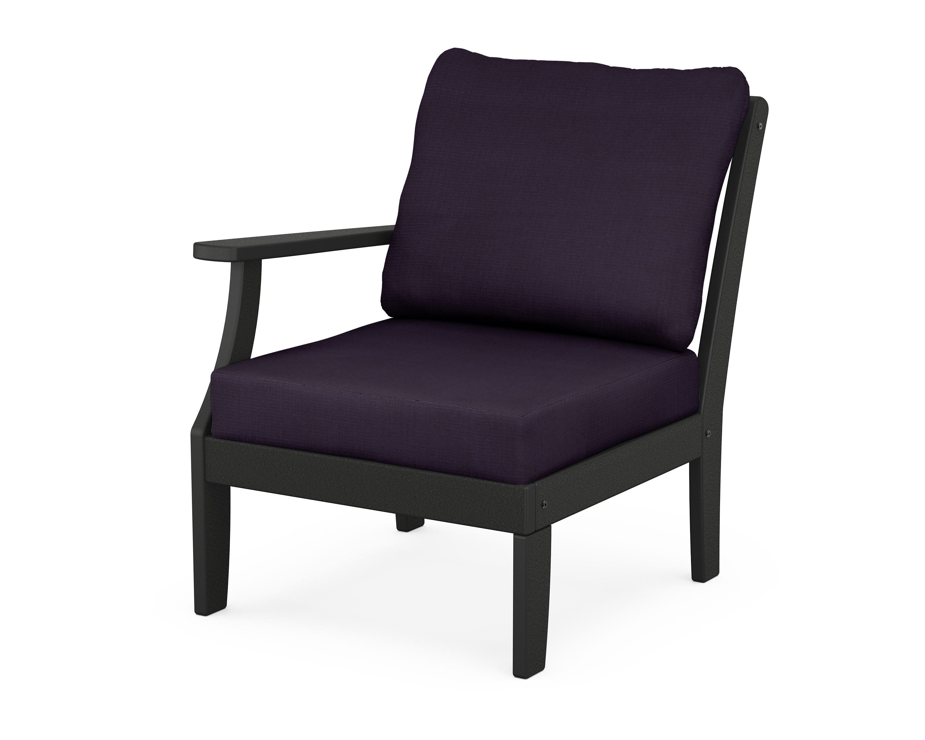 Yacht Club Modular Left Arm Chair in Charcoal Black / Navy Linen
