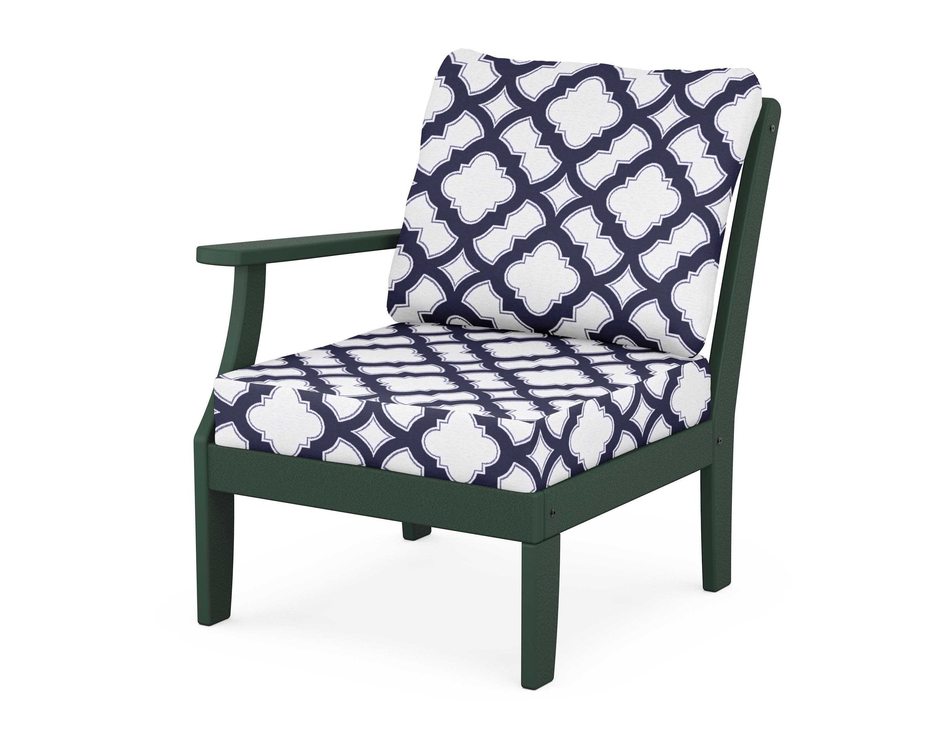 Yacht Club Modular Left Arm Chair in Rainforest Canopy / Trellis Navy