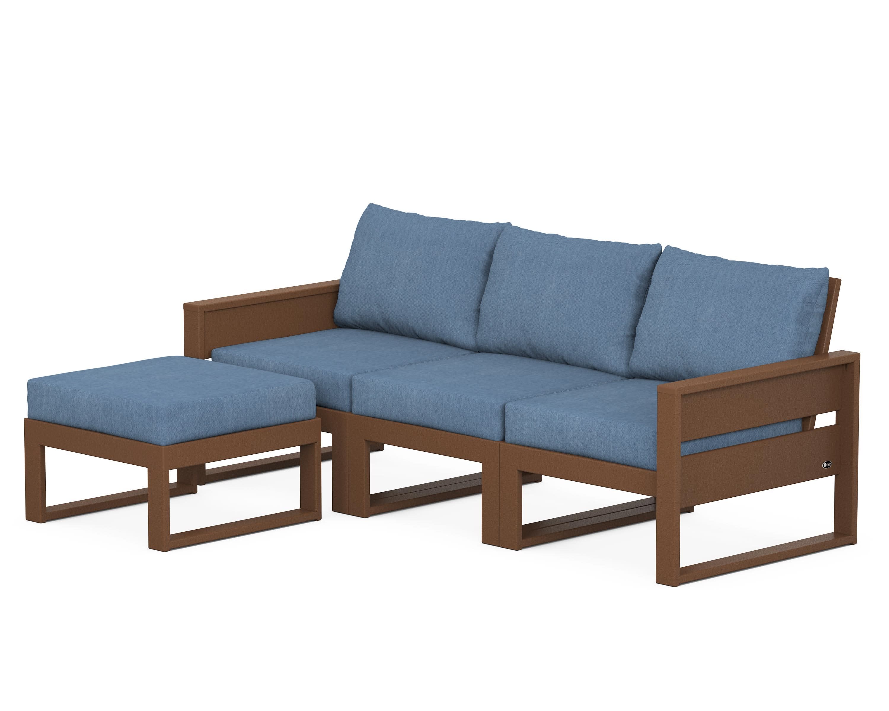 Eastport 4- Piece Sectional with Ottoman in Tree House / Sky Blue