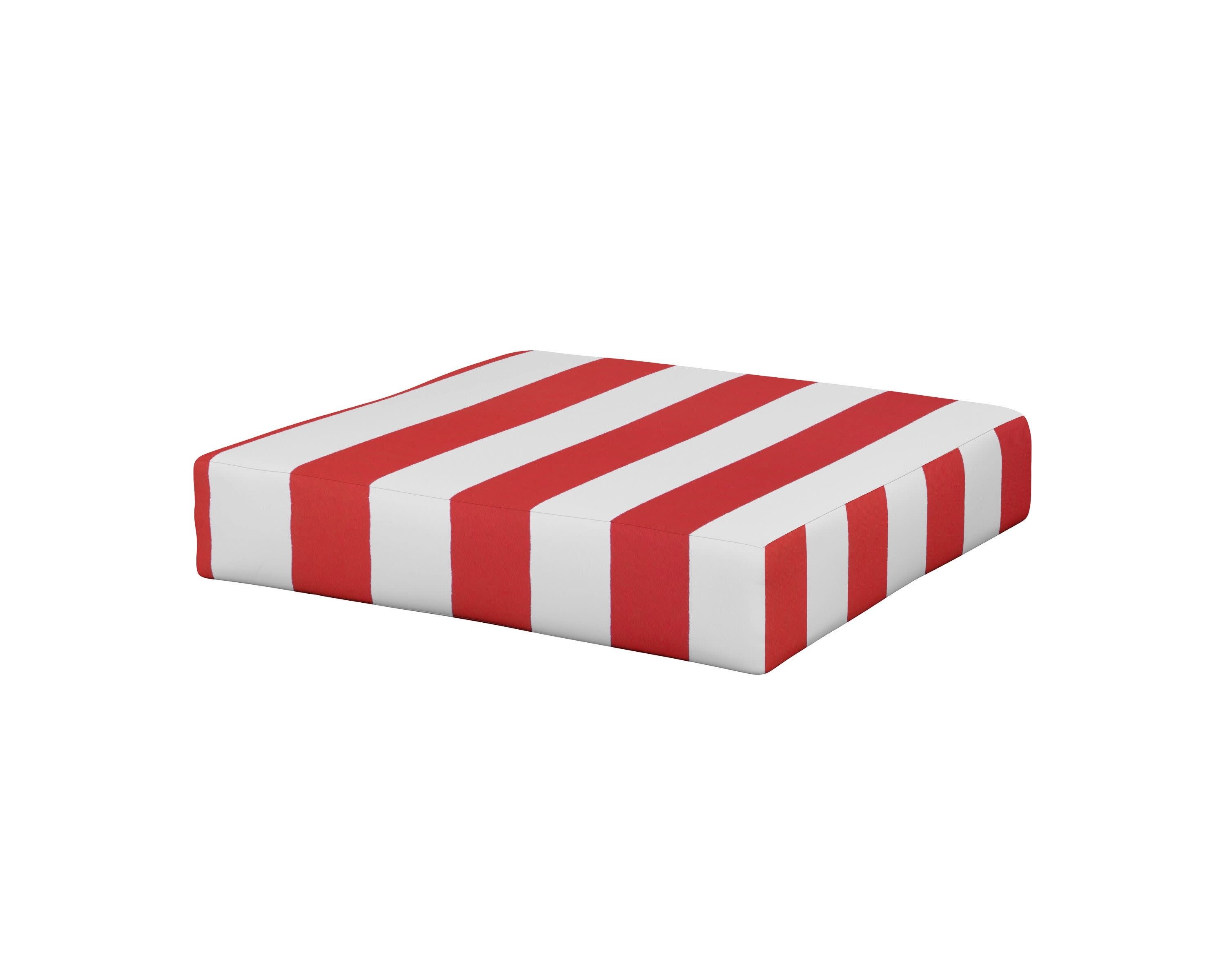 Vineyard Ottoman Cushion in Cabana Stripe Crimson
