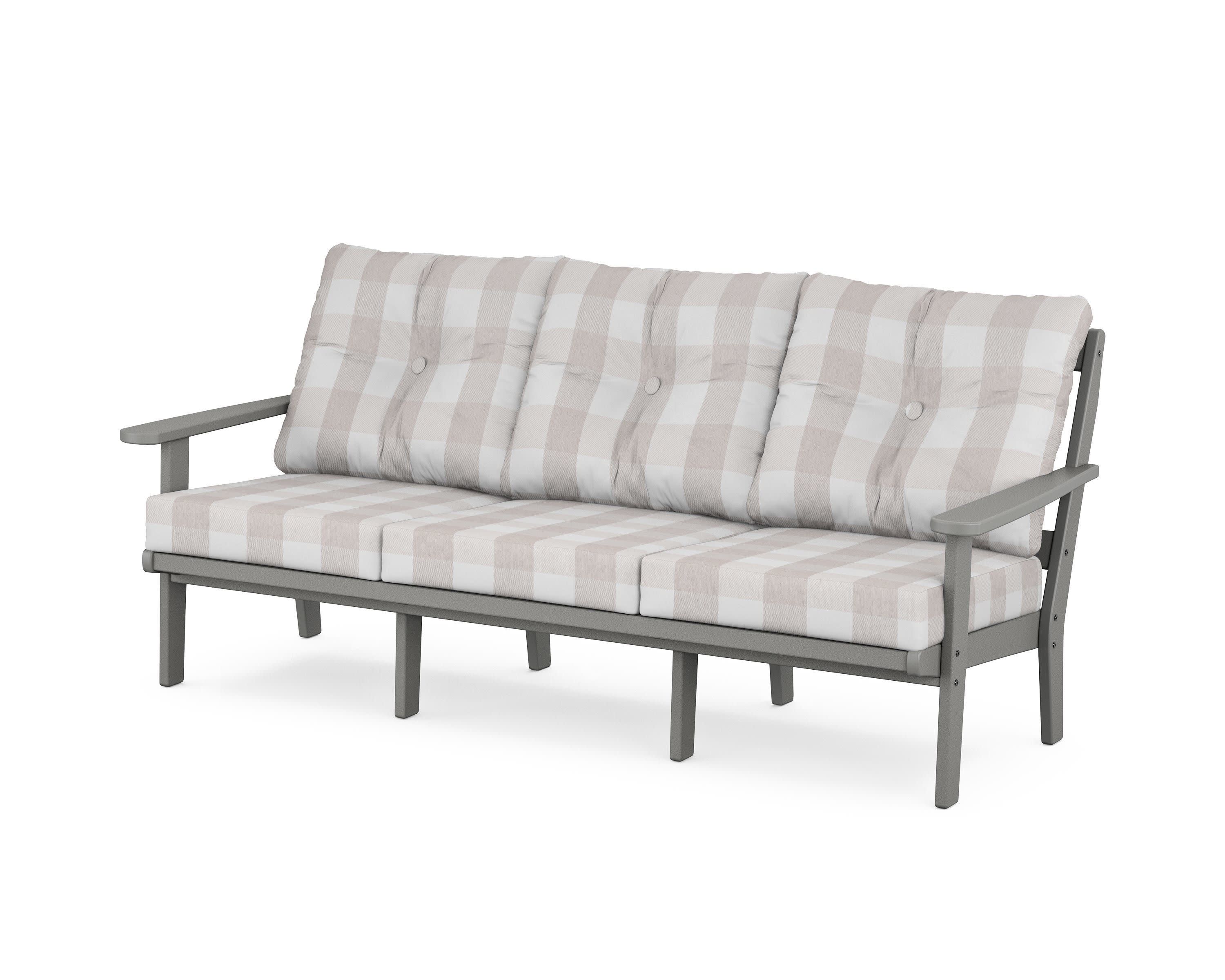 Cape Cod Deep Seating Sofa in Stepping Stone / Buffalo Plaid Dune Burlap