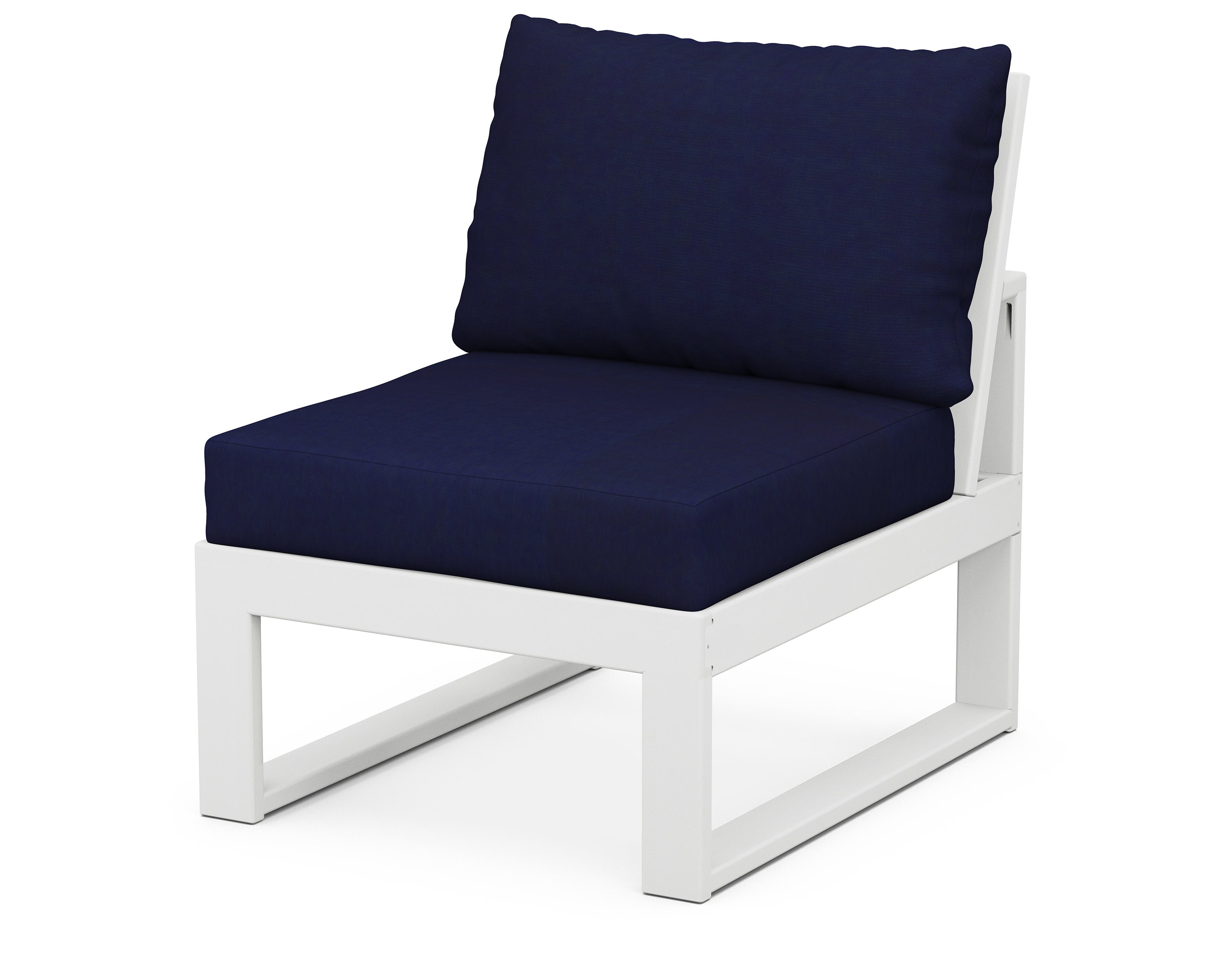 Modular Armless Chair in White / Navy
