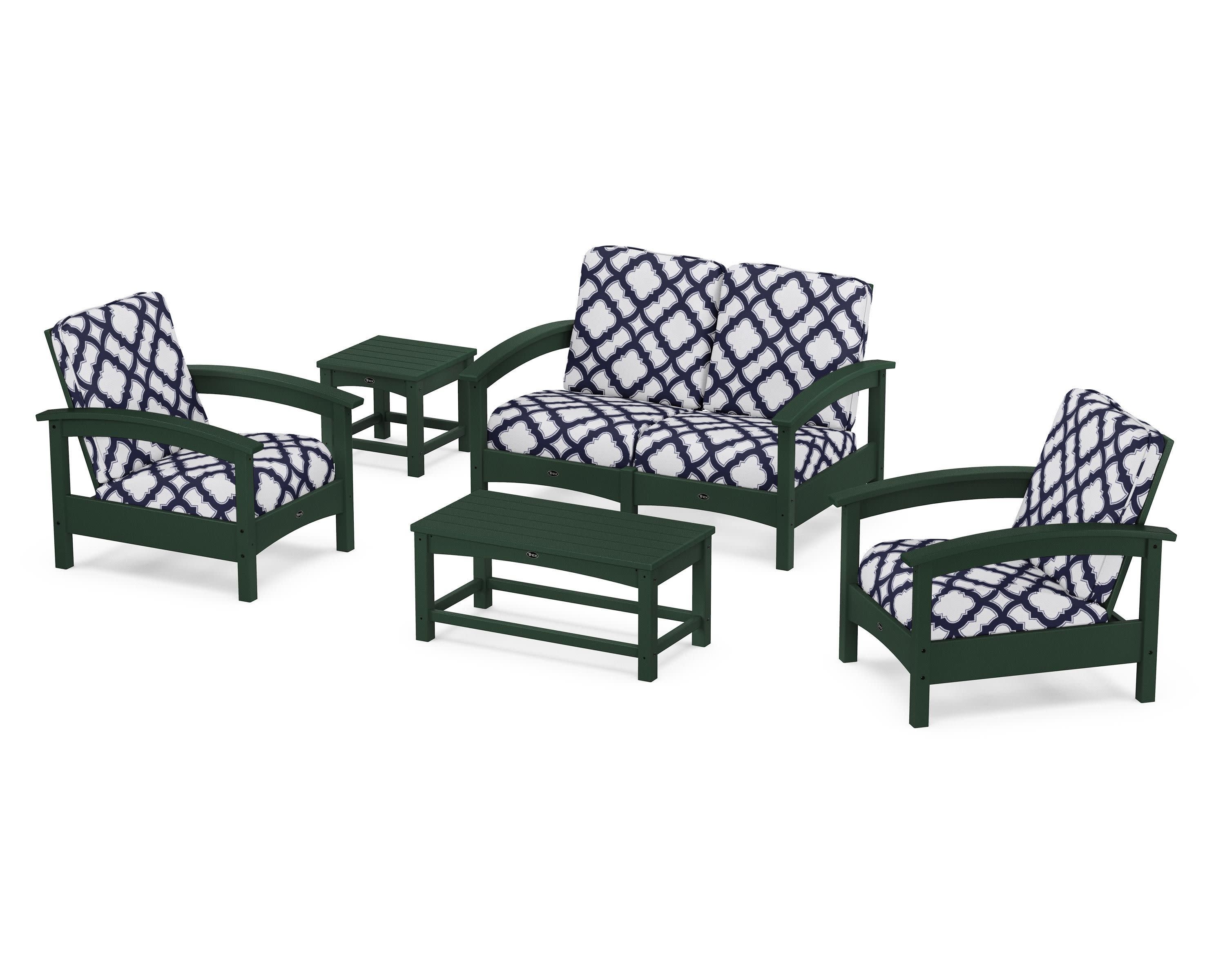 Rockport Club 6-Piece Deep Seating Conversation Set in Rainforest Canopy / Trellis Navy