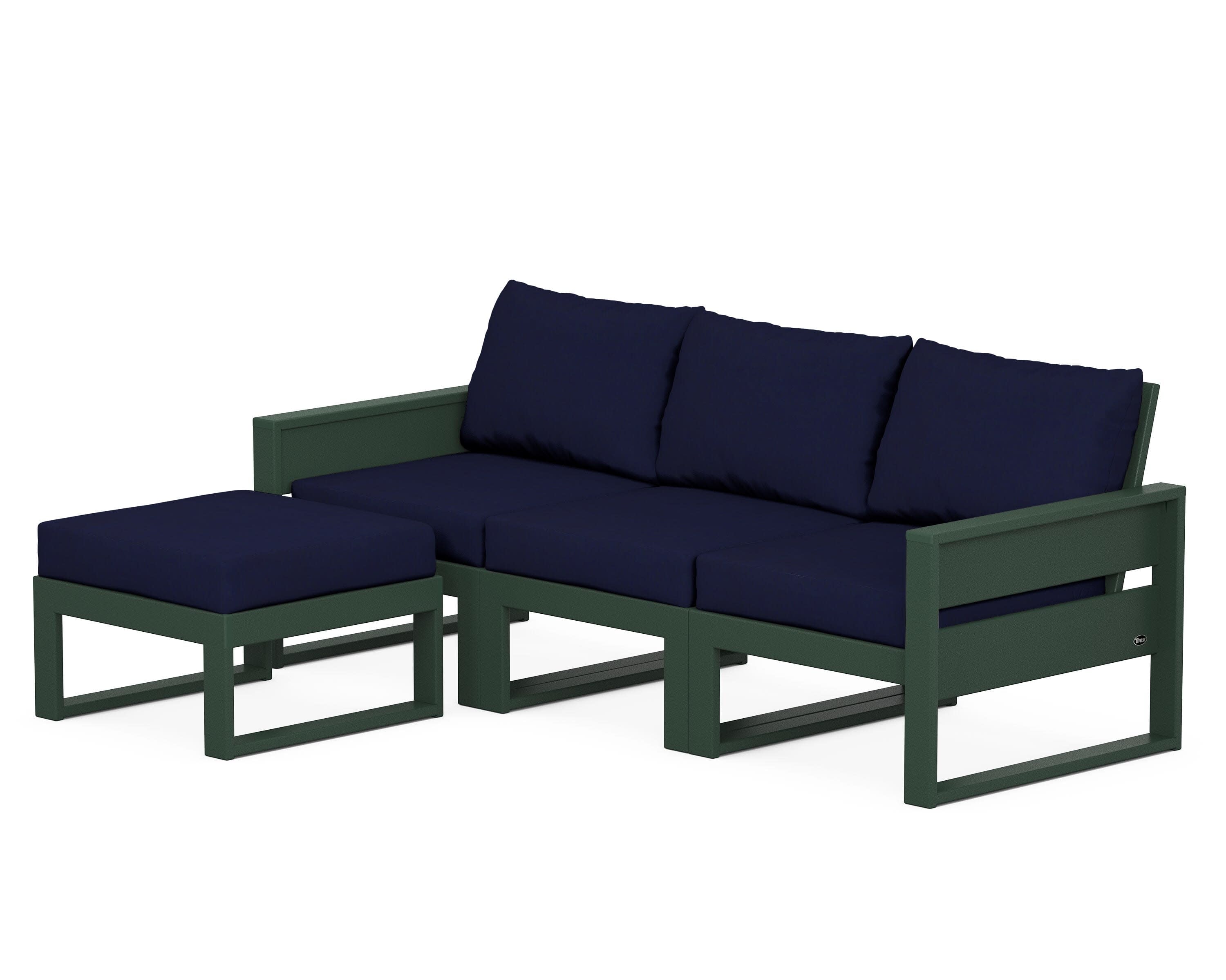 Eastport 4- Piece Sectional with Ottoman in Rainforest Canopy / Navy