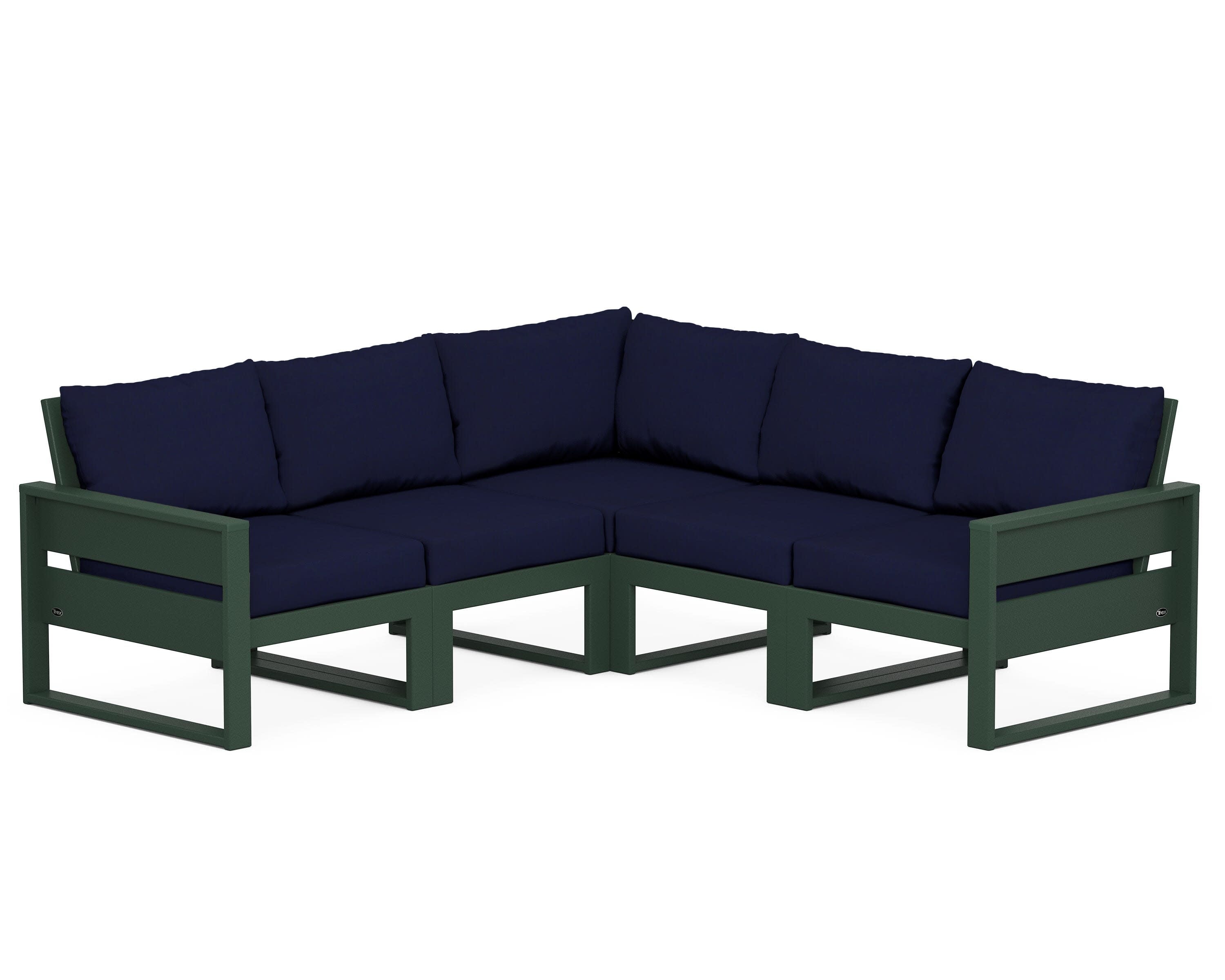 Eastport 5-Piece Sectional in Rainforest Canopy / Navy