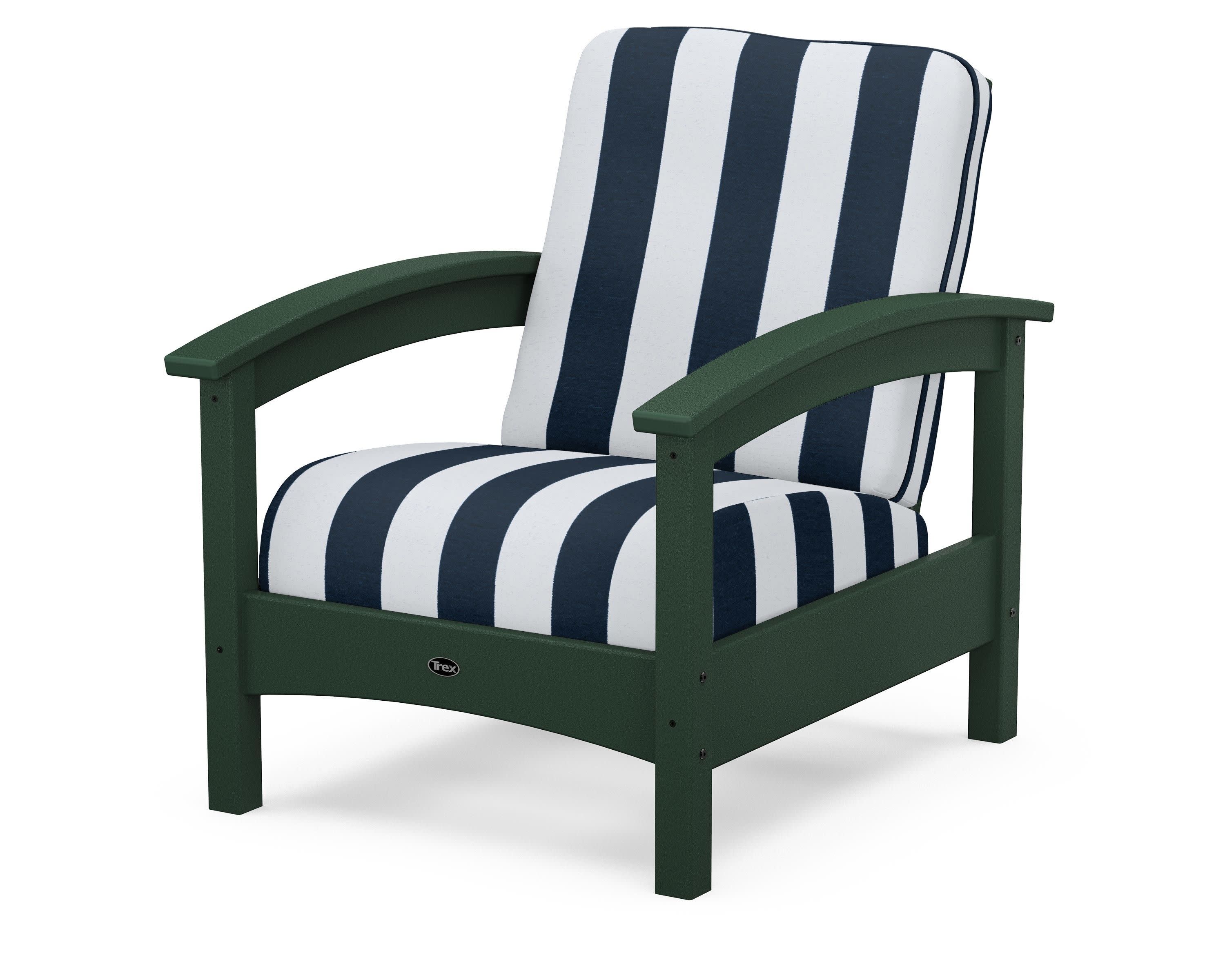Rockport Club Chair in Rainforest Canopy / Cabana Stripe Marine Indigo