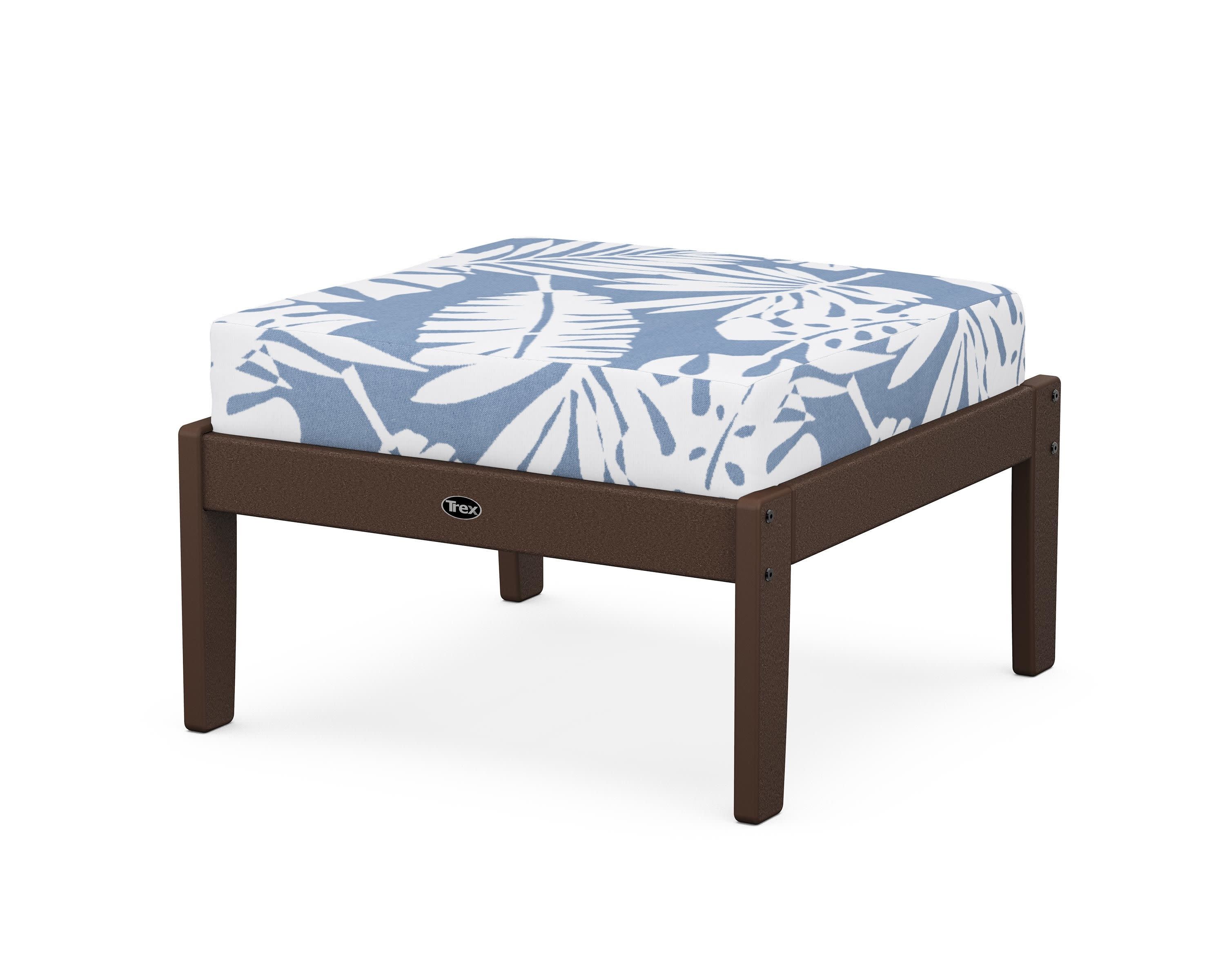 Yacht Club Deep Seating Ottoman in Vintage Lantern / Leaf Sky Blue