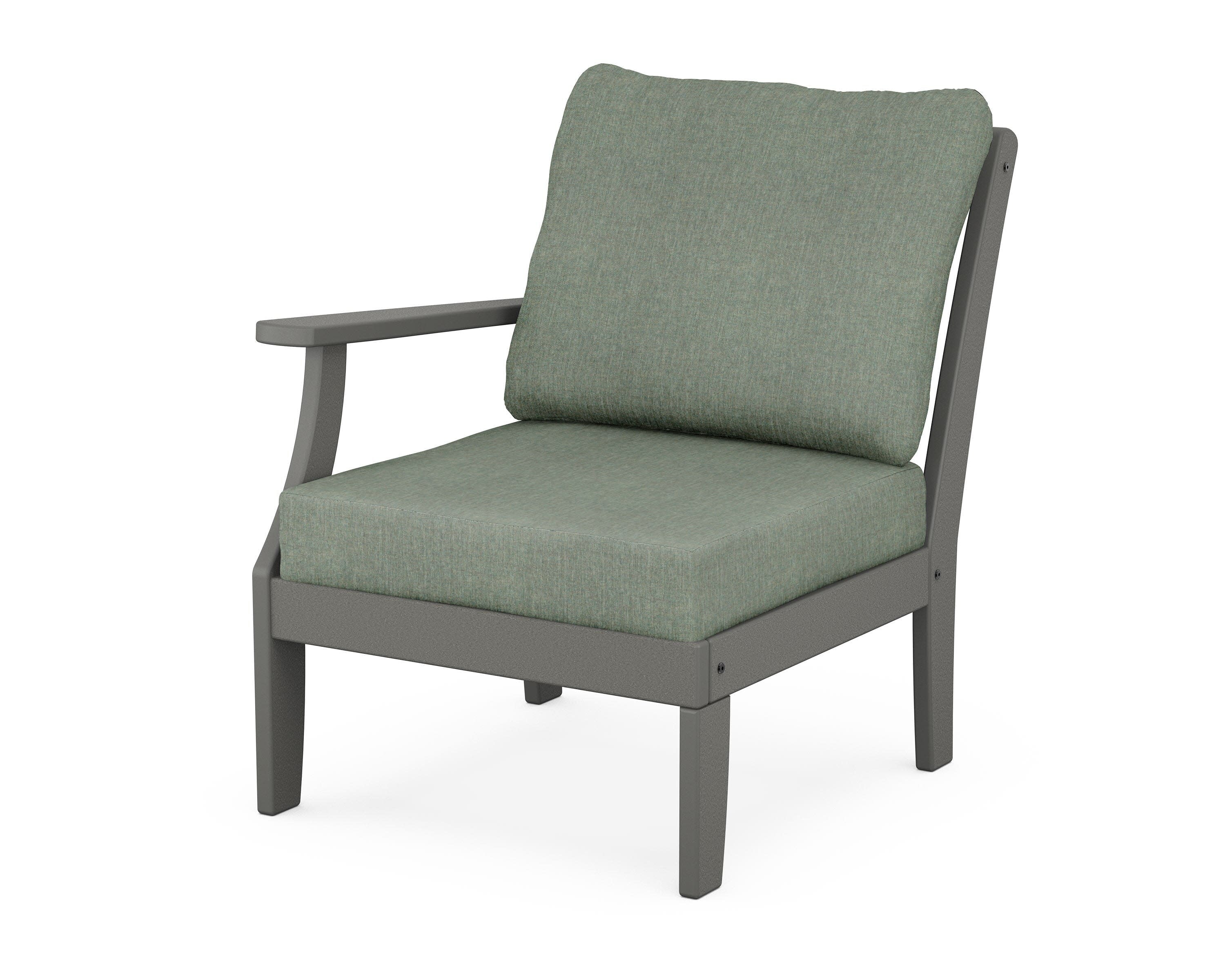 Yacht Club Modular Left Arm Chair in Stepping Stone / Cast Sage