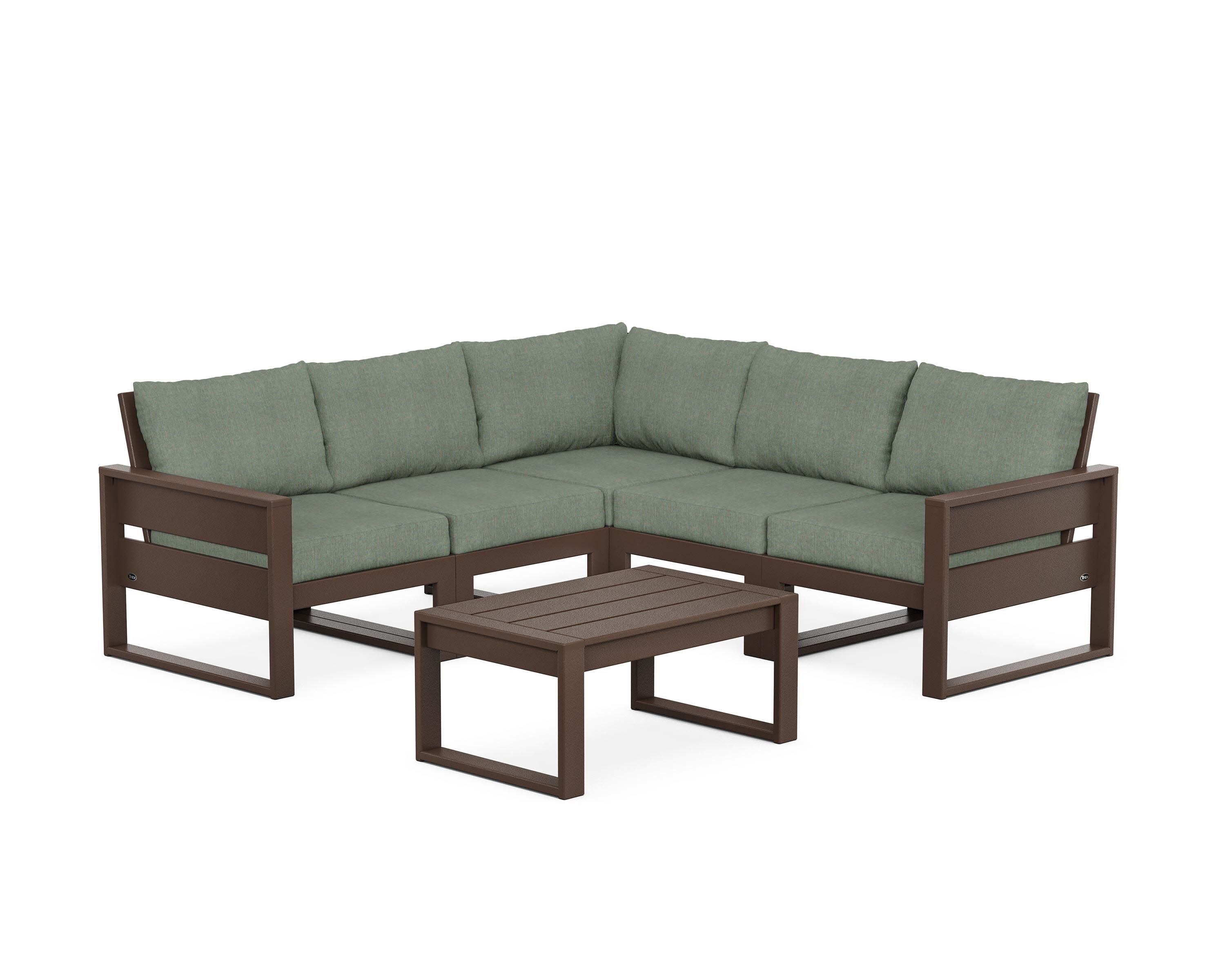 Eastport 6-Piece Deep Seating Sectional + Coffee Table Set in Vintage Lantern / Cast Sage