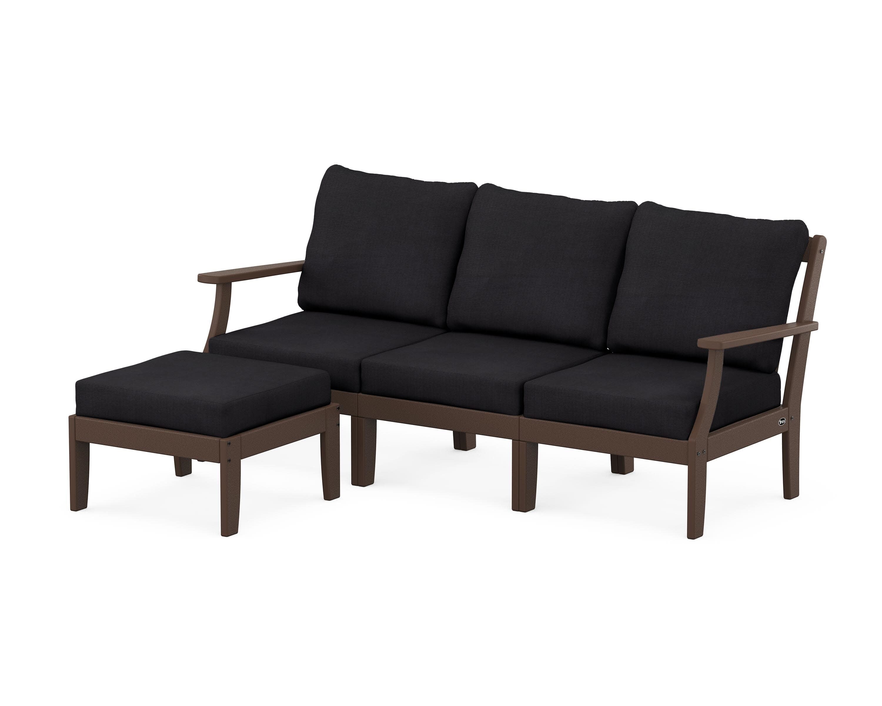 Yacht Club Modular 4-Piece Deep Seating Set with Ottoman in Vintage Lantern / Midnight Linen