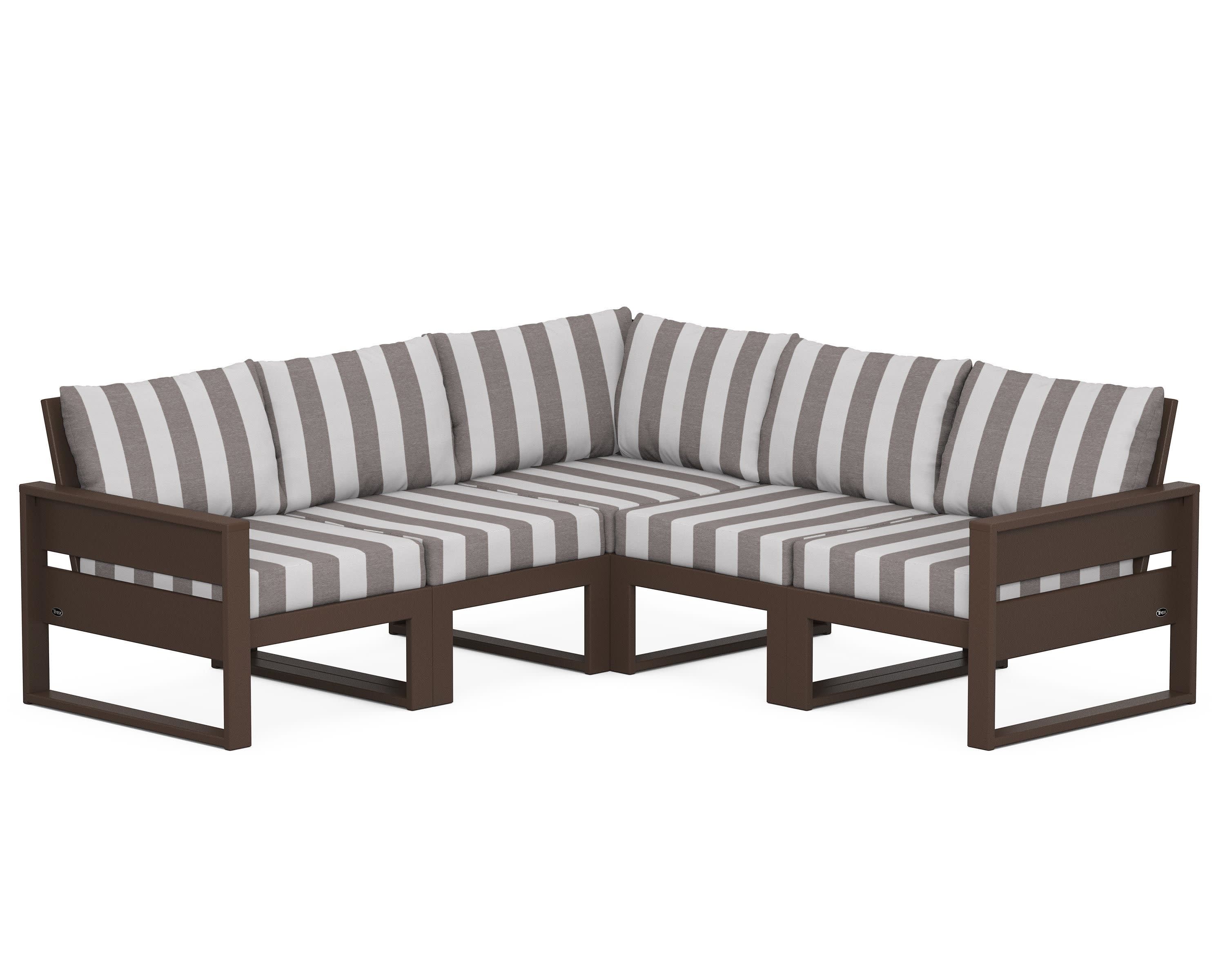 Eastport 5-Piece Sectional in Vintage Lantern / Cabana Stripe Grey Mist