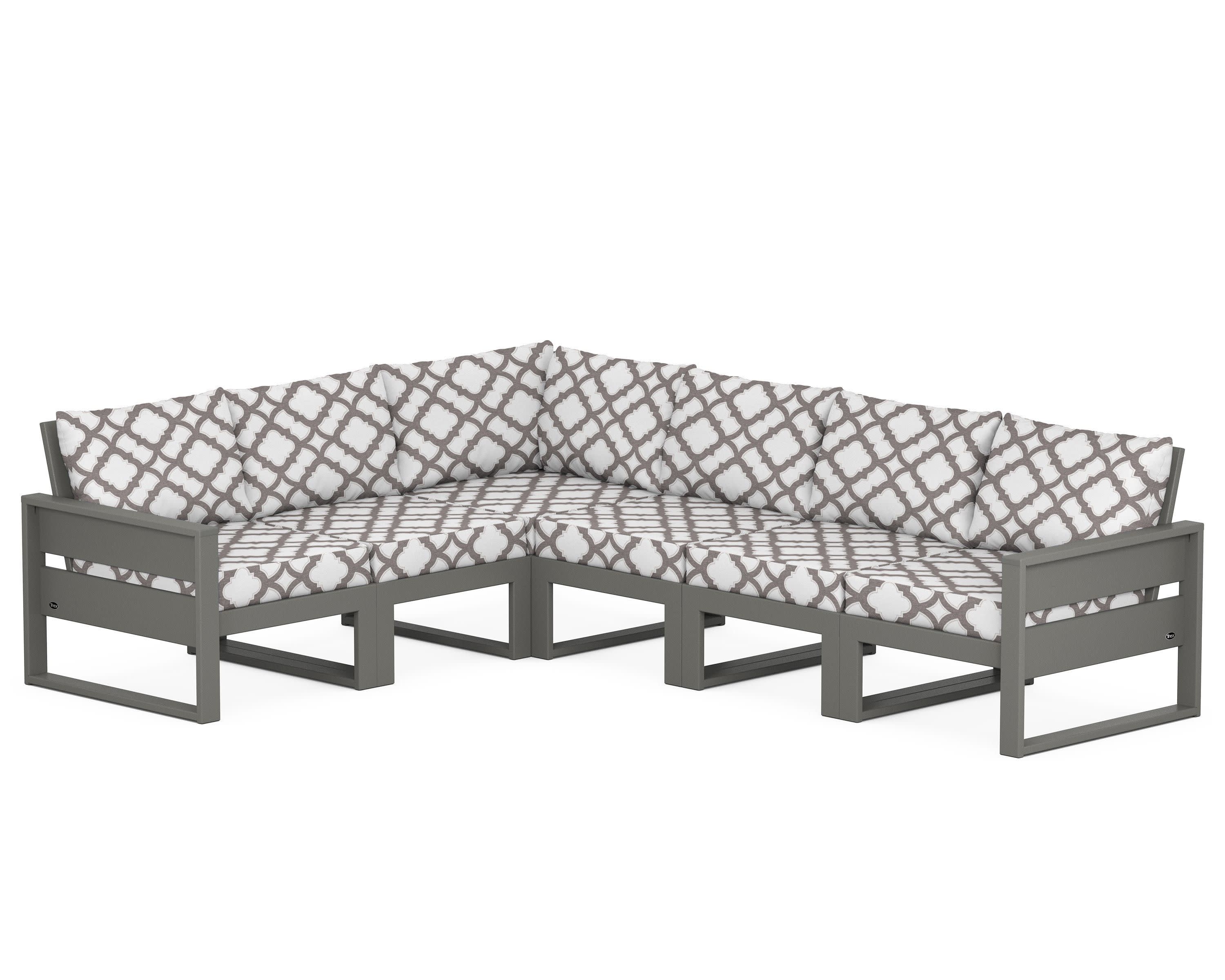 Eastport 6-Piece Sectional in Stepping Stone / Trellis Grey Mist