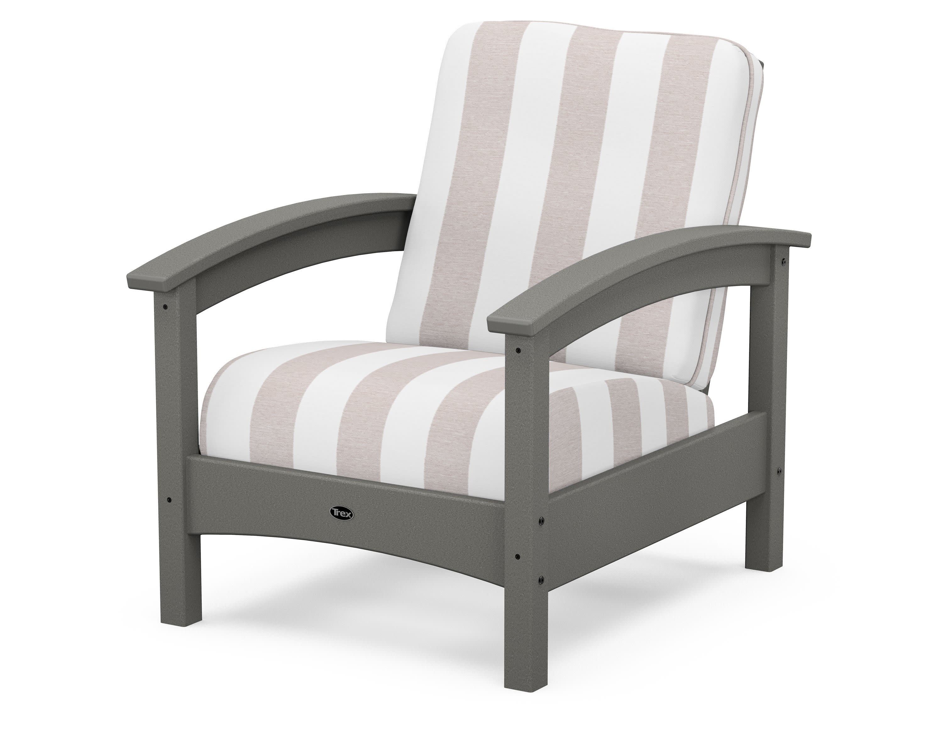 Rockport Club Chair in Stepping Stone / Cabana Stripe Dune Burlap