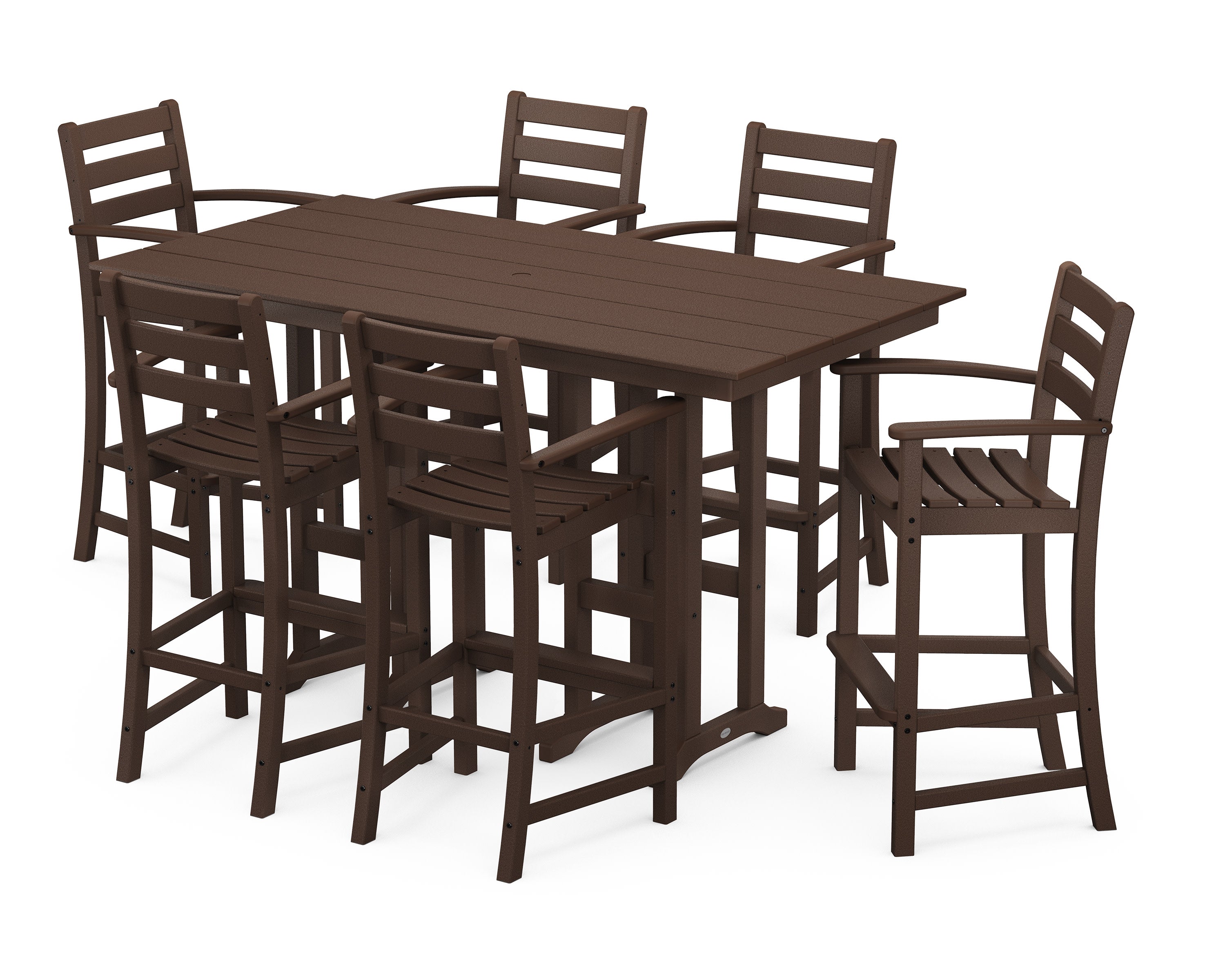 Monterey Bay 7-Piece Farmhouse Arm Chair Bar Set in Vintage Lantern