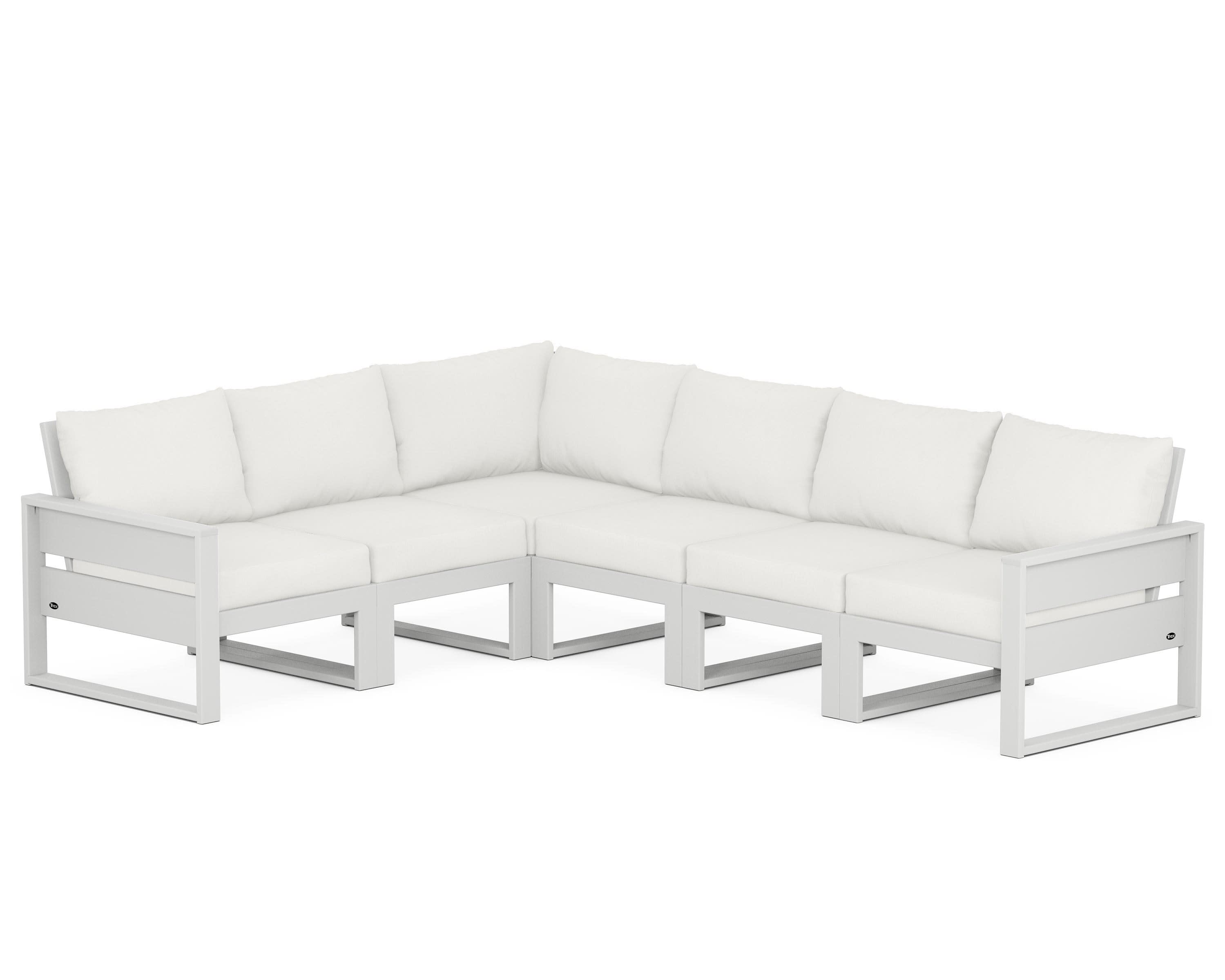Eastport 6-Piece Sectional in Classic White / Natural Linen