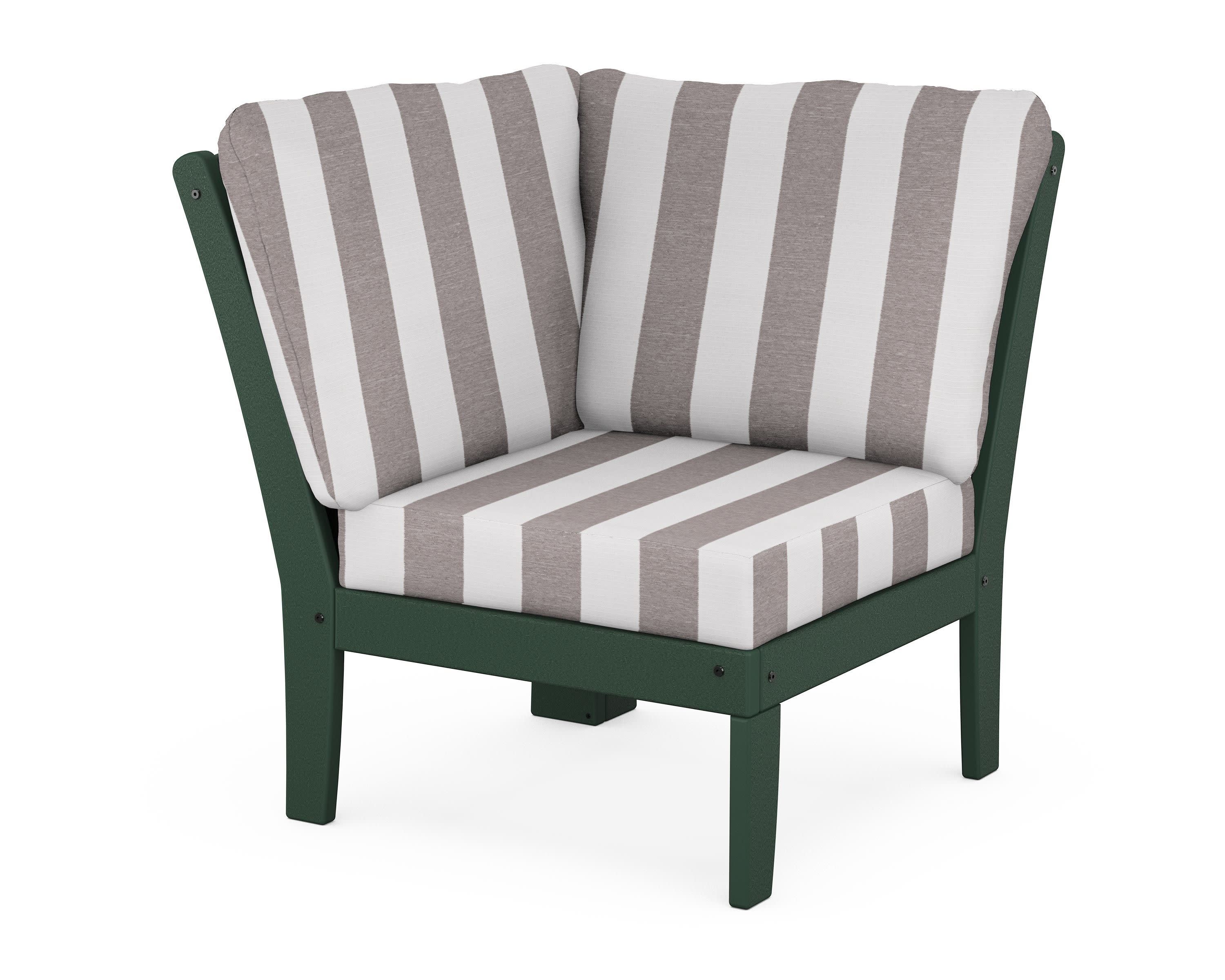 Yacht Club Modular Corner Chair in Rainforest Canopy / Cabana Stripe Grey Mist